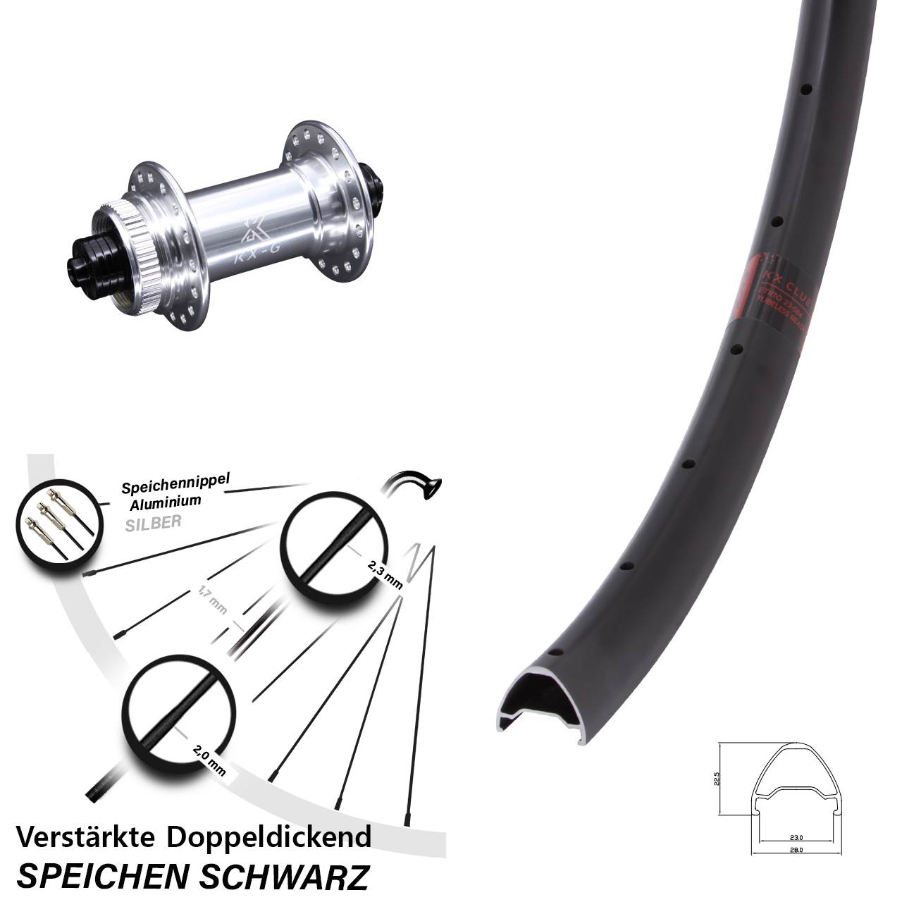 KX-G Clue 27,5 Zoll Disc Laufrad für Schnellspanner