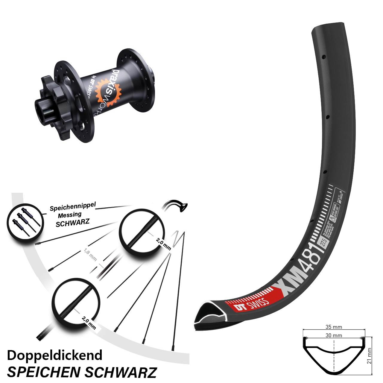 Disc Vorderrad 15x100 27,5 Zoll DT Swiss XM 481-350 SL