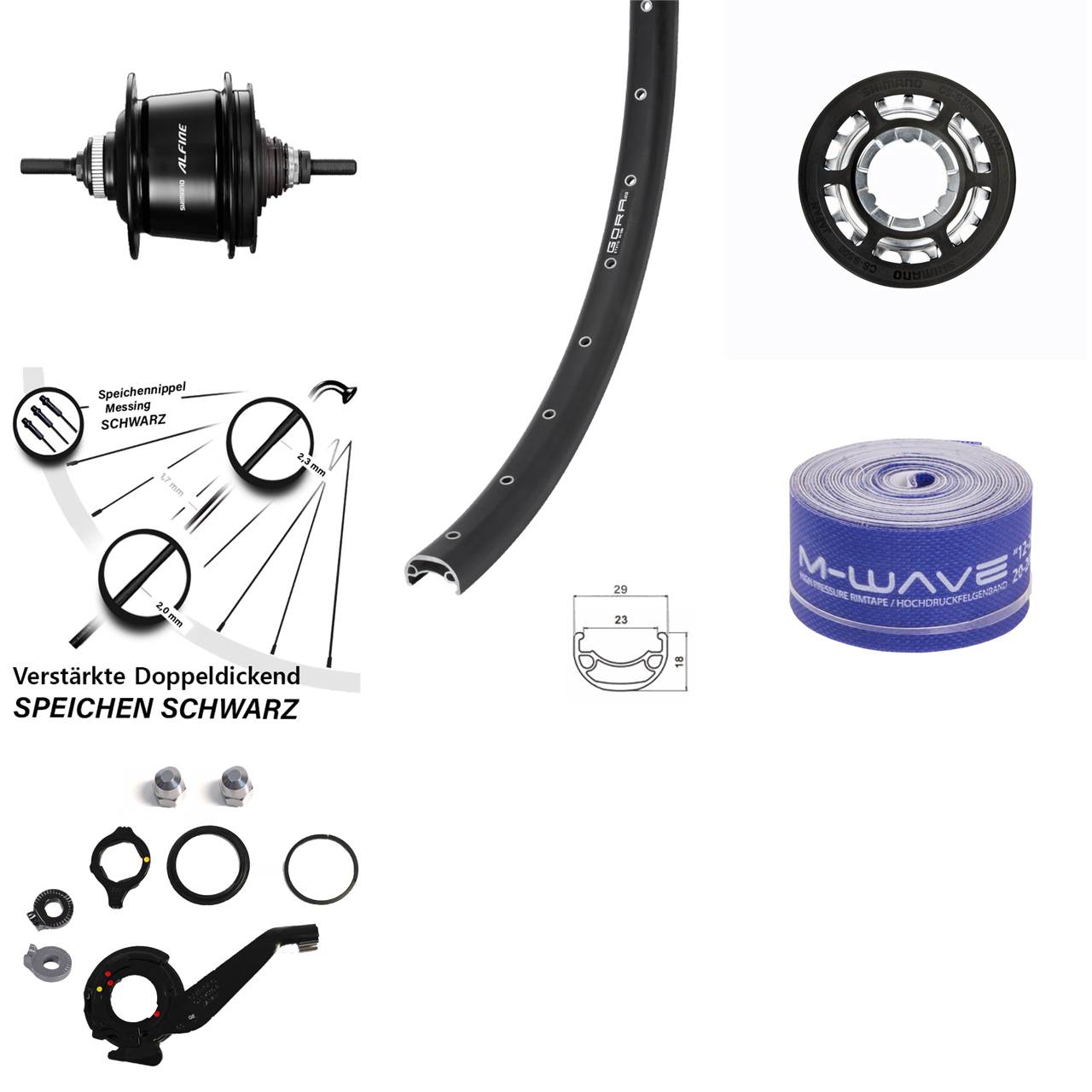 28-29 Zoll Hinterrad Shimano Alfine 8 Gang Gora 23