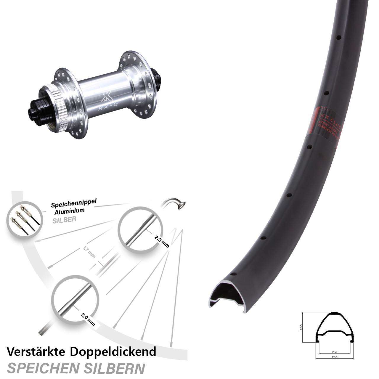 28-29 Zoll KX Clue Centerlock Vorderrad QR