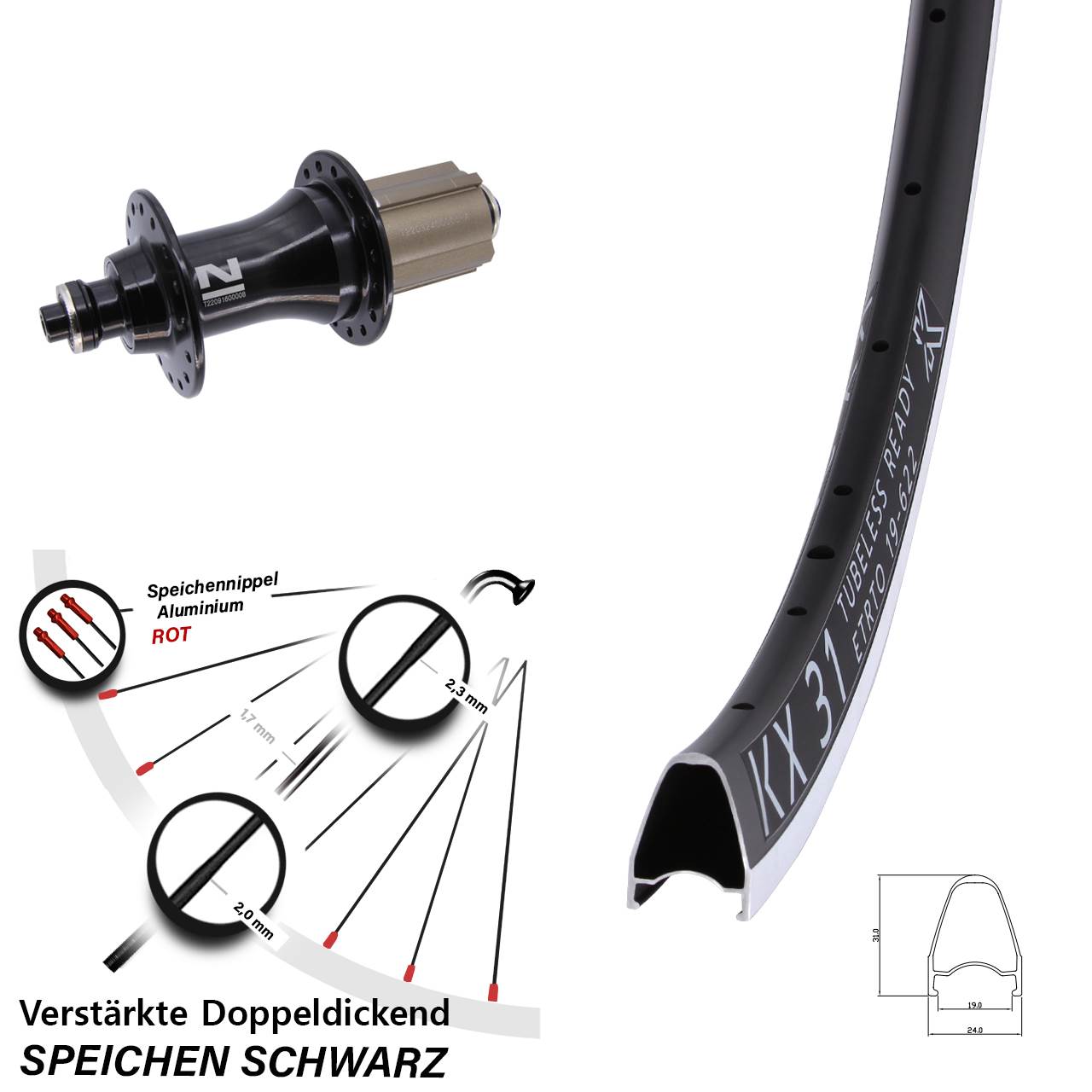 28 Zoll KX 31 Novatec F162 Hinterrad für Schnellspanner Campa 8-12 fach