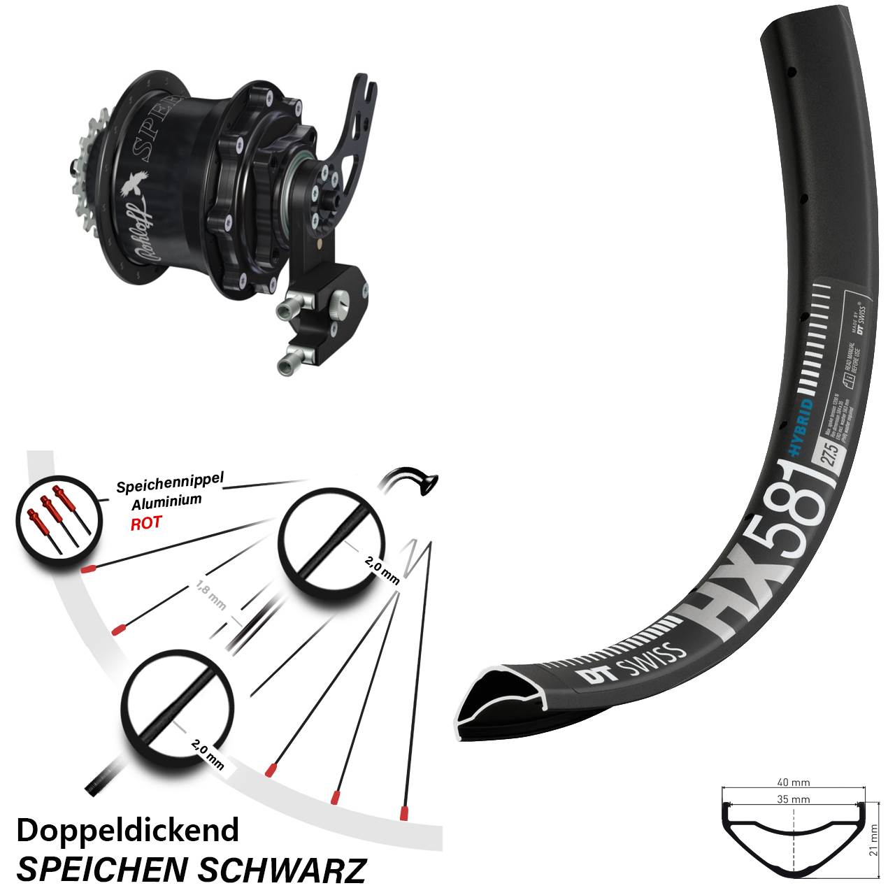 Disc Hinterrrad 27,5 Zoll DT Swiss HX581 Rohloff Speedhub 500/14 CC DB PM