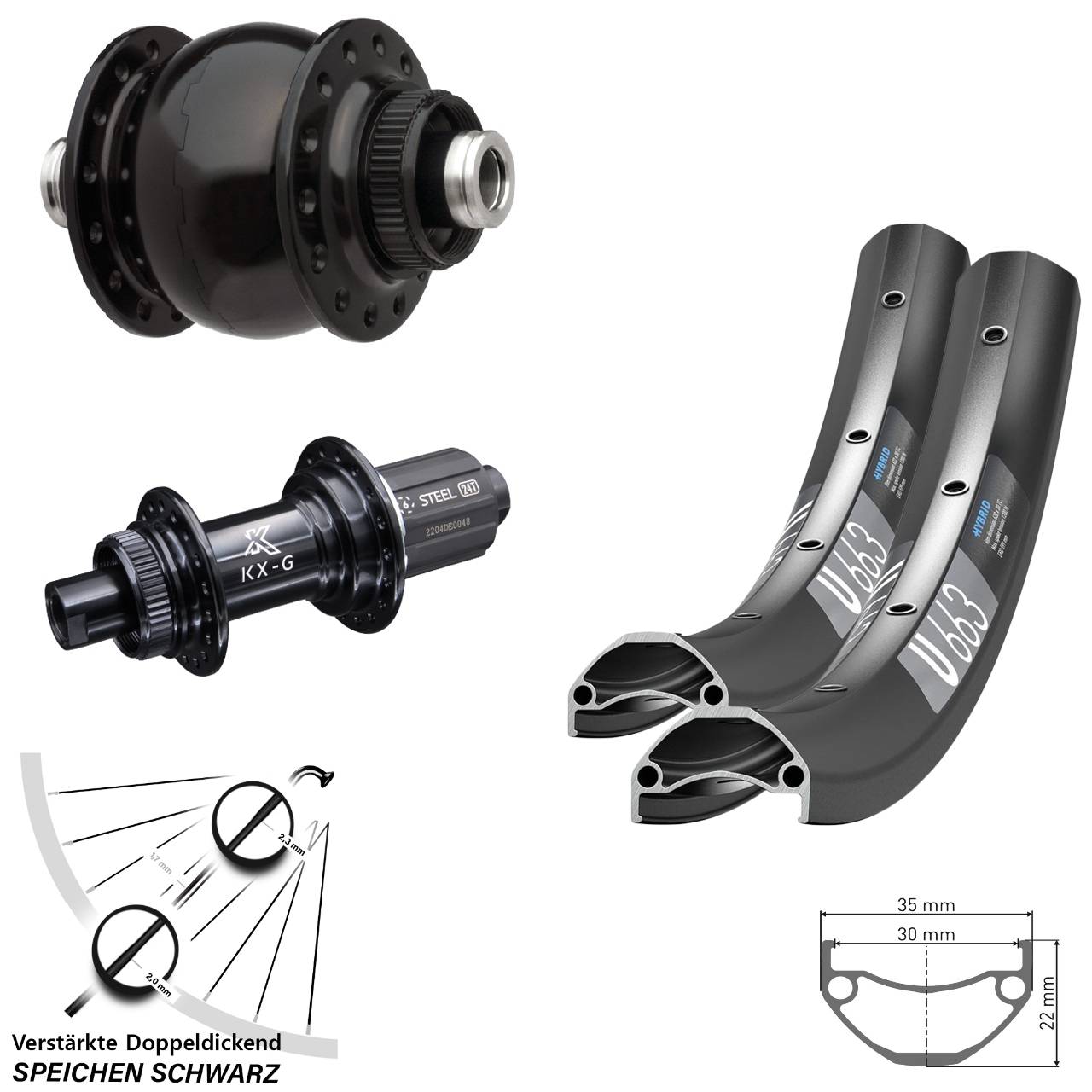 Centerlock Laufradsatz 26 Zoll DT Swiss U663 KX-GS Heavy Duty SON 28 8-12 fach 12x100/142