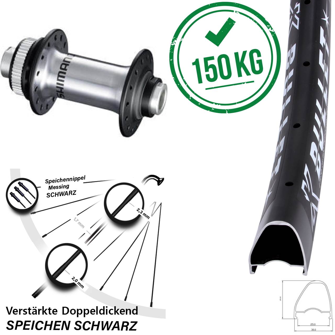 Centerlock Vorderrad 29 Zoll KX Bullet OS Shimano RS770 12x100