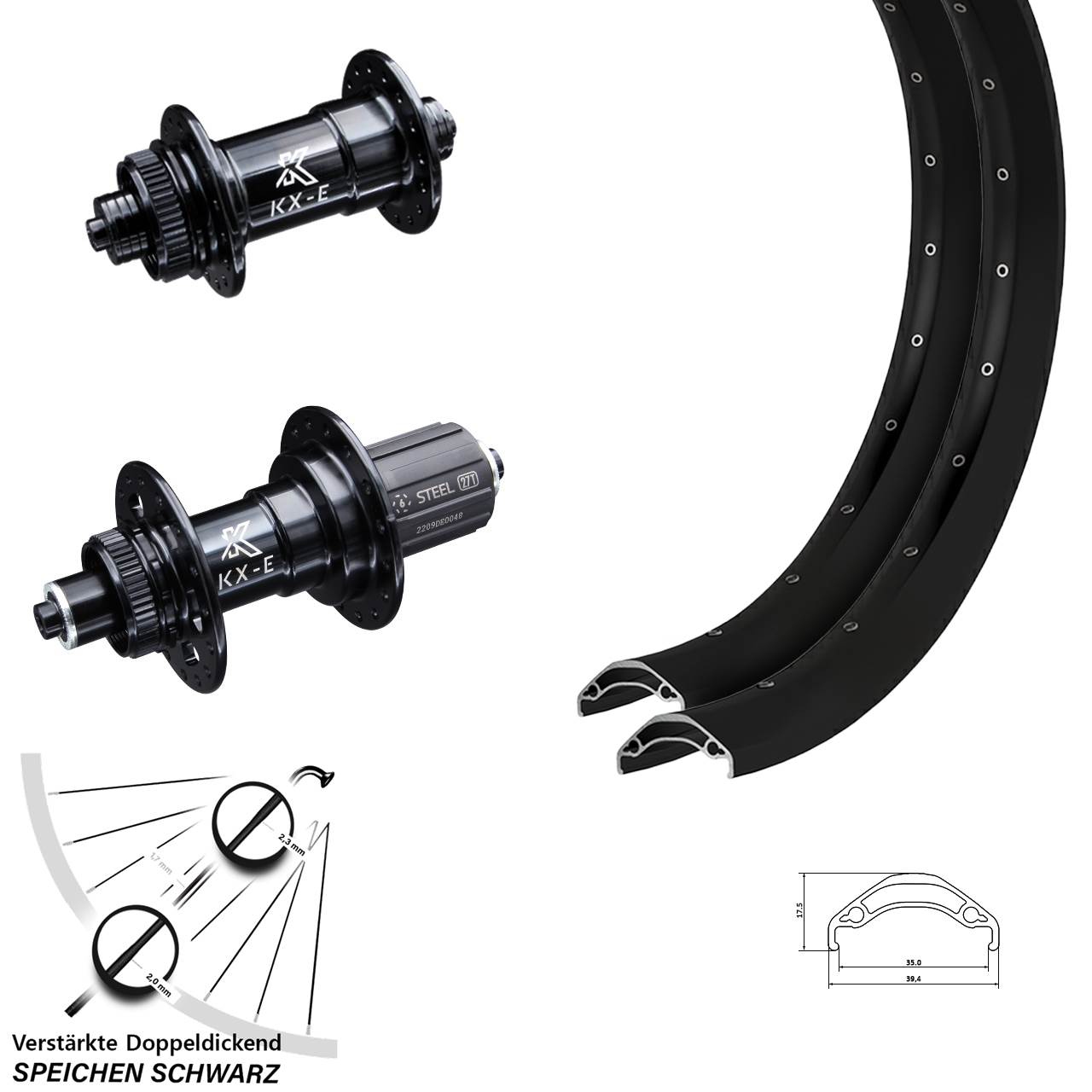 29 Zoll Ryde Disc 35 KX-E Heavy Duty Laufradsatz Centerlock QR 8-12 fach HG