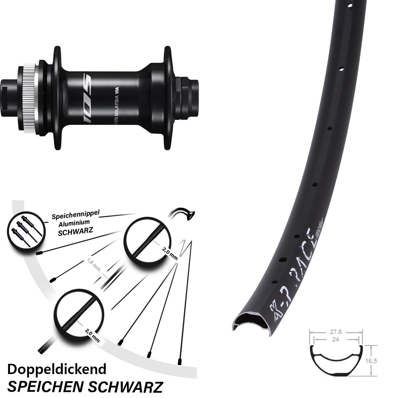 KX-R Race Shimano HB-R7070 28 Zoll Disc Vorderrad 12x100
