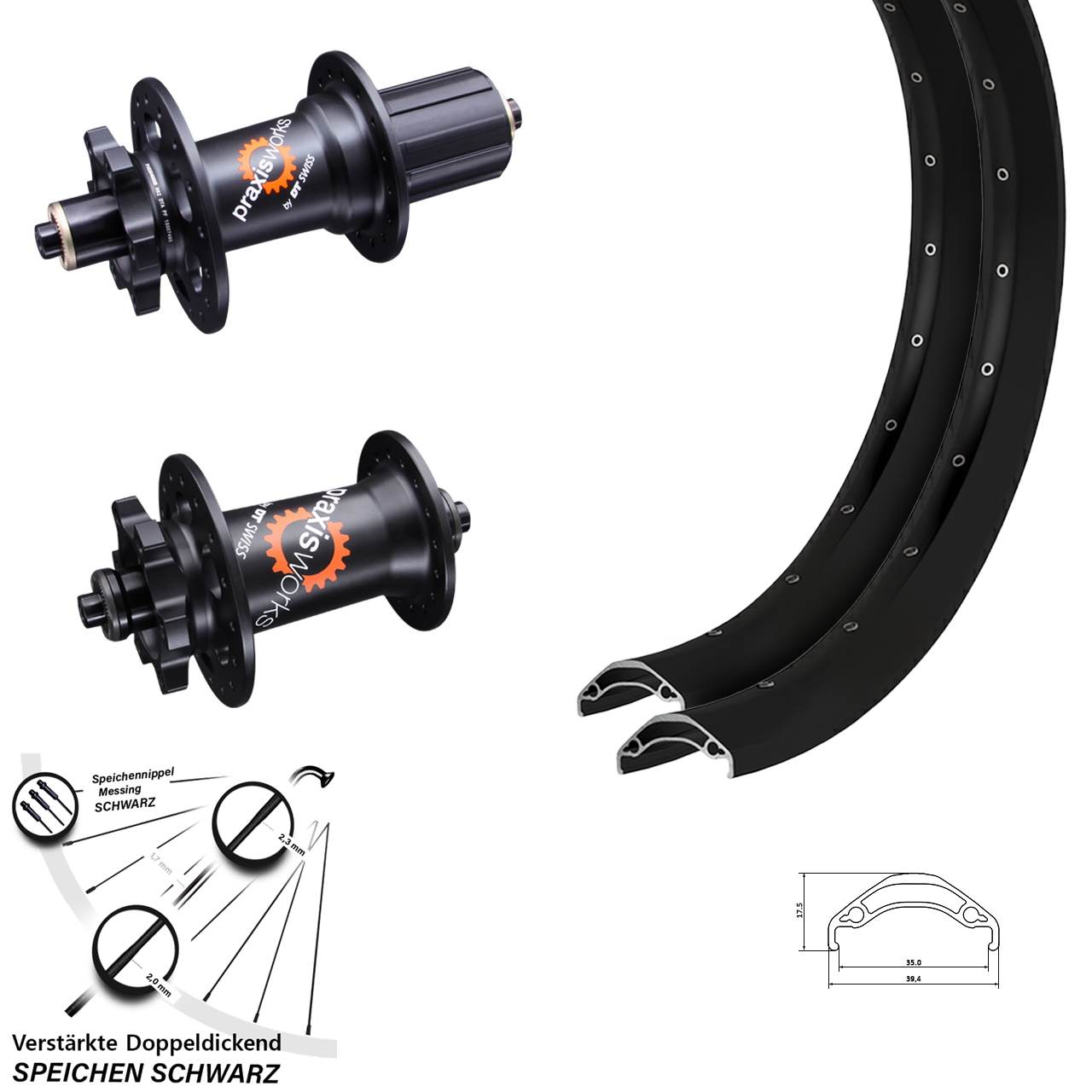 29 Zoll Ryde Disc 35-350 DT Swiss QR 11-fach Laufradsatz QR 8-11 fach HG
