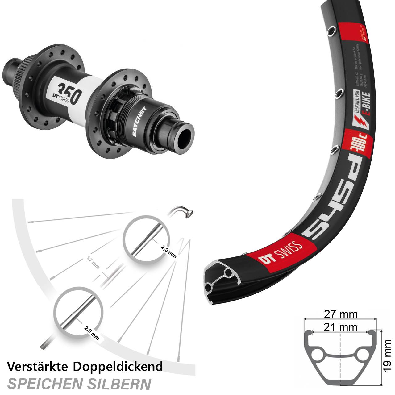 28 Zoll DT Swiss 545-350 Centerlock Hinterrad 12x142 XD