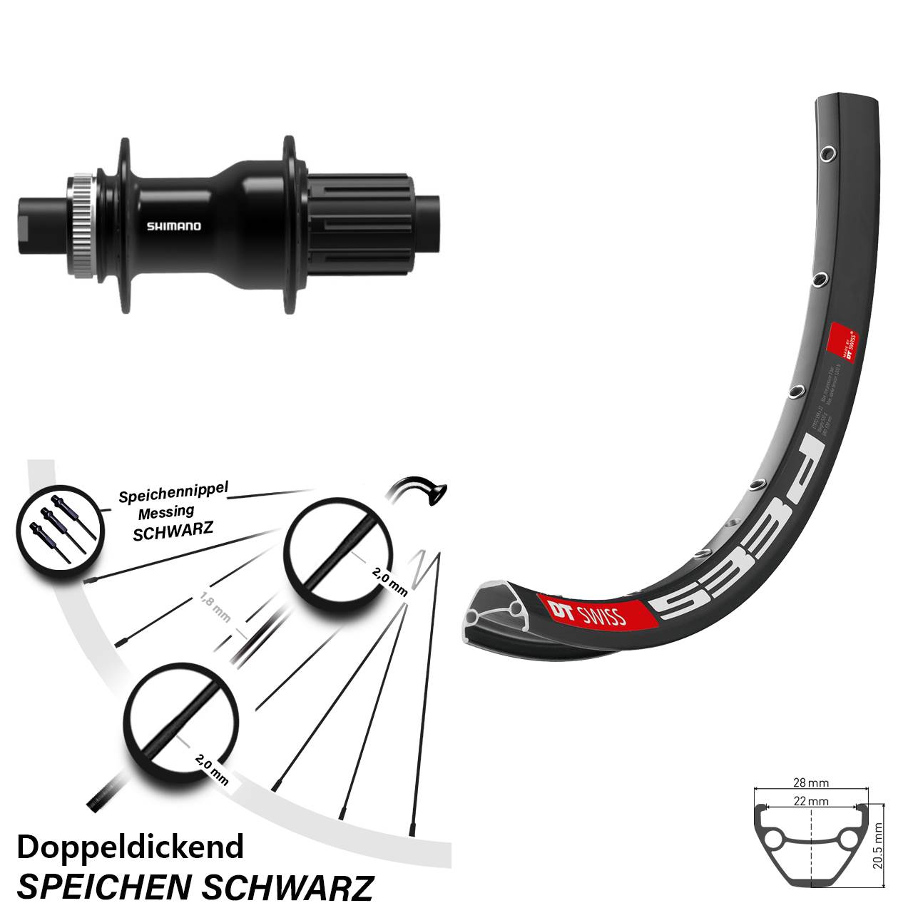 Disc Hinterrad 650B DT Swiss 533 D Shimano FH-TC500 Boost 8-11 fach 12x148 Boost