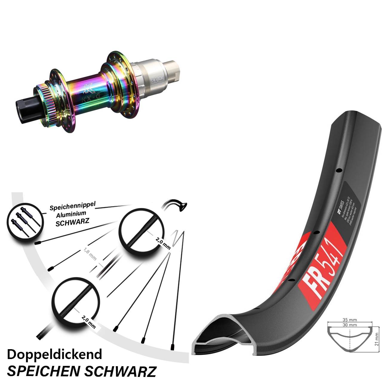 DT Swiss FR 541 KX-G Oilslick 27,5 Zoll Centerlock Hinterrad 12x142