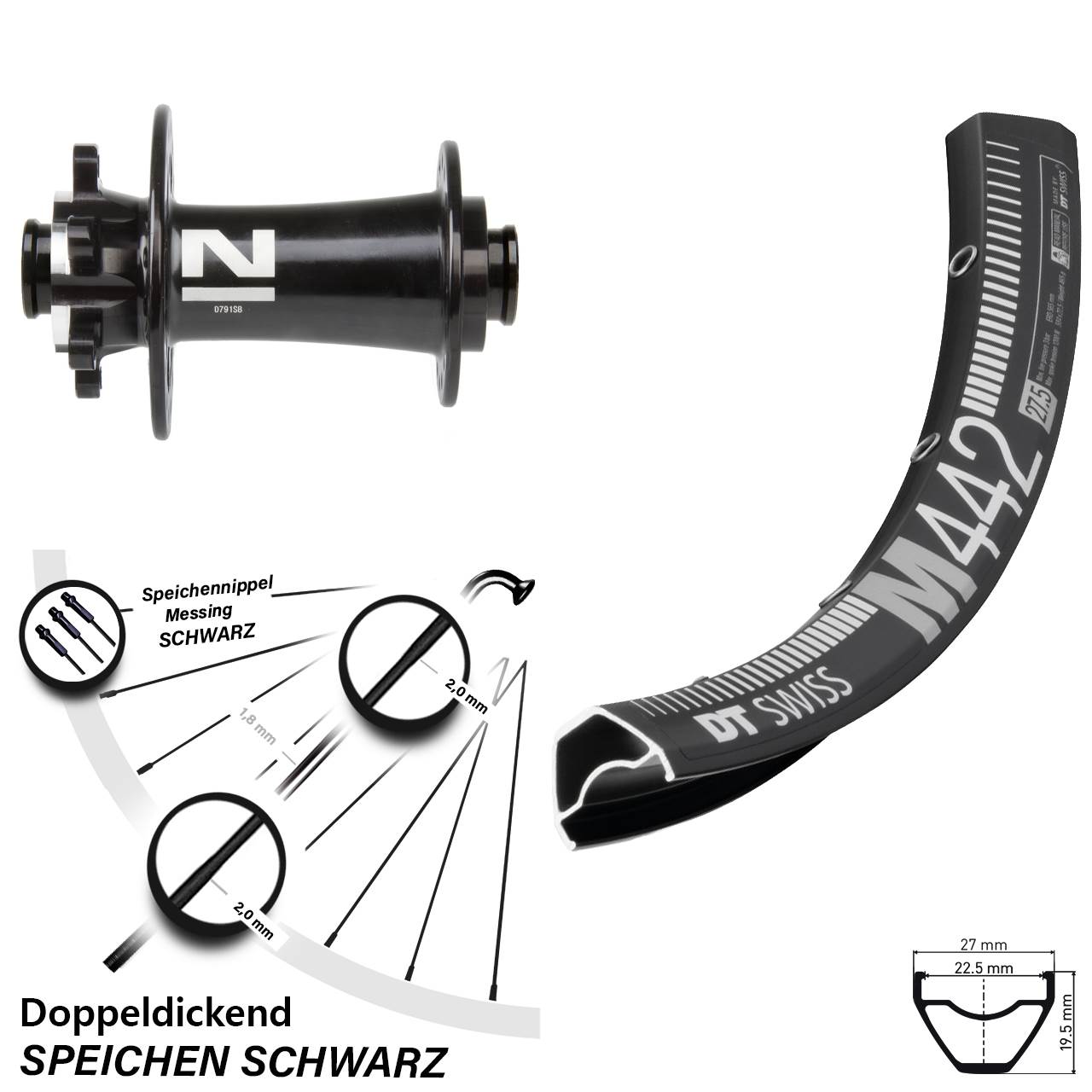 DT Swiss M 442 Disc-Vorderrad 29 Zoll 6-loch MTB 15x100 mm Novatec D791 Superlight