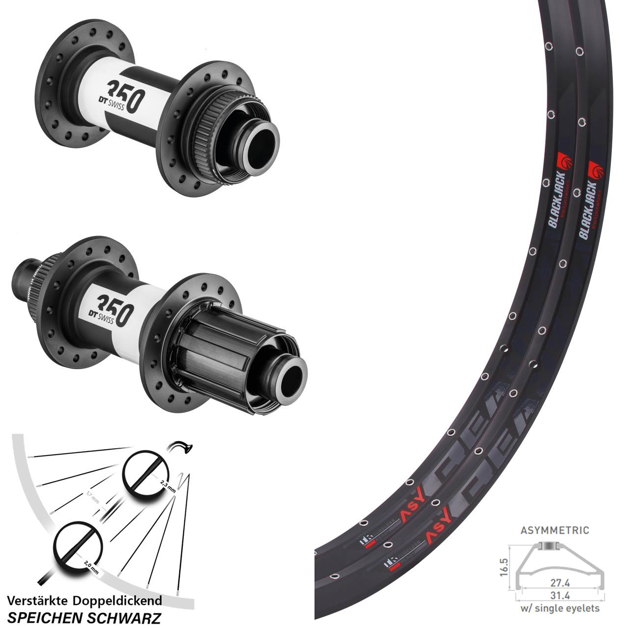 Laufradsatz Centerlock 15x110 12x148 27,5 Zoll Rodi Ready 27 DT Swiss 350 8-11 fach HG