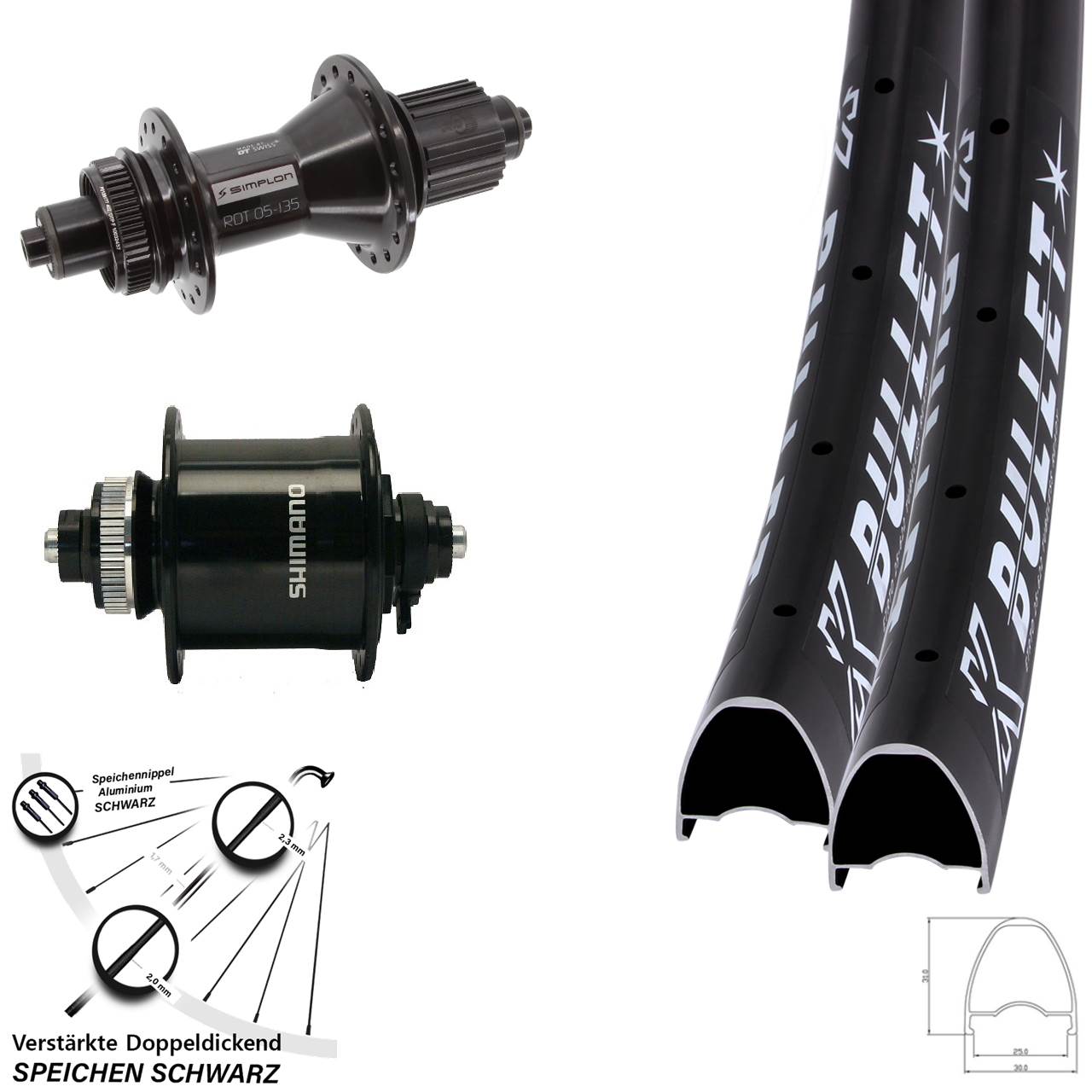 KX Bullet DT Swiss 370 Hybrid DH-UR700 29 Zoll Centerlock Laufradsatz QR Micro Spline