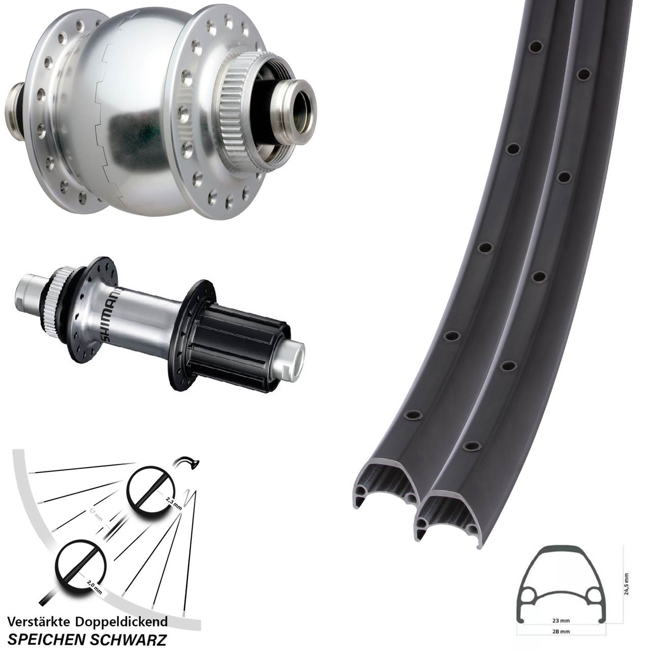 Disc Laufradsatz 12x100/142 28 Zoll Ambrosio Sport SON delux Shimano GRX 8-12 fach