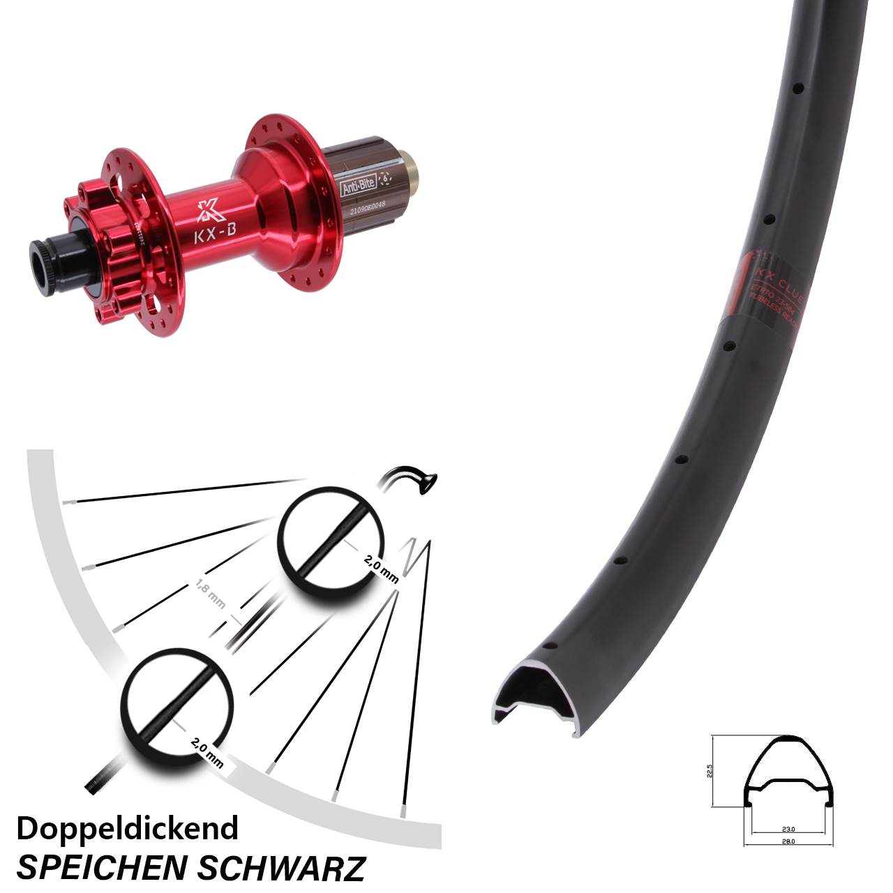 Disc Hinterrad 29 Zoll KX Clue KX-B rot 8-12 fach HG 12x148