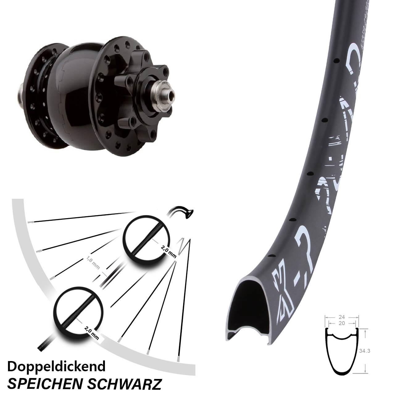 SON 28 Zoll KX-R Road Disc Nabendynamolaufrad QR