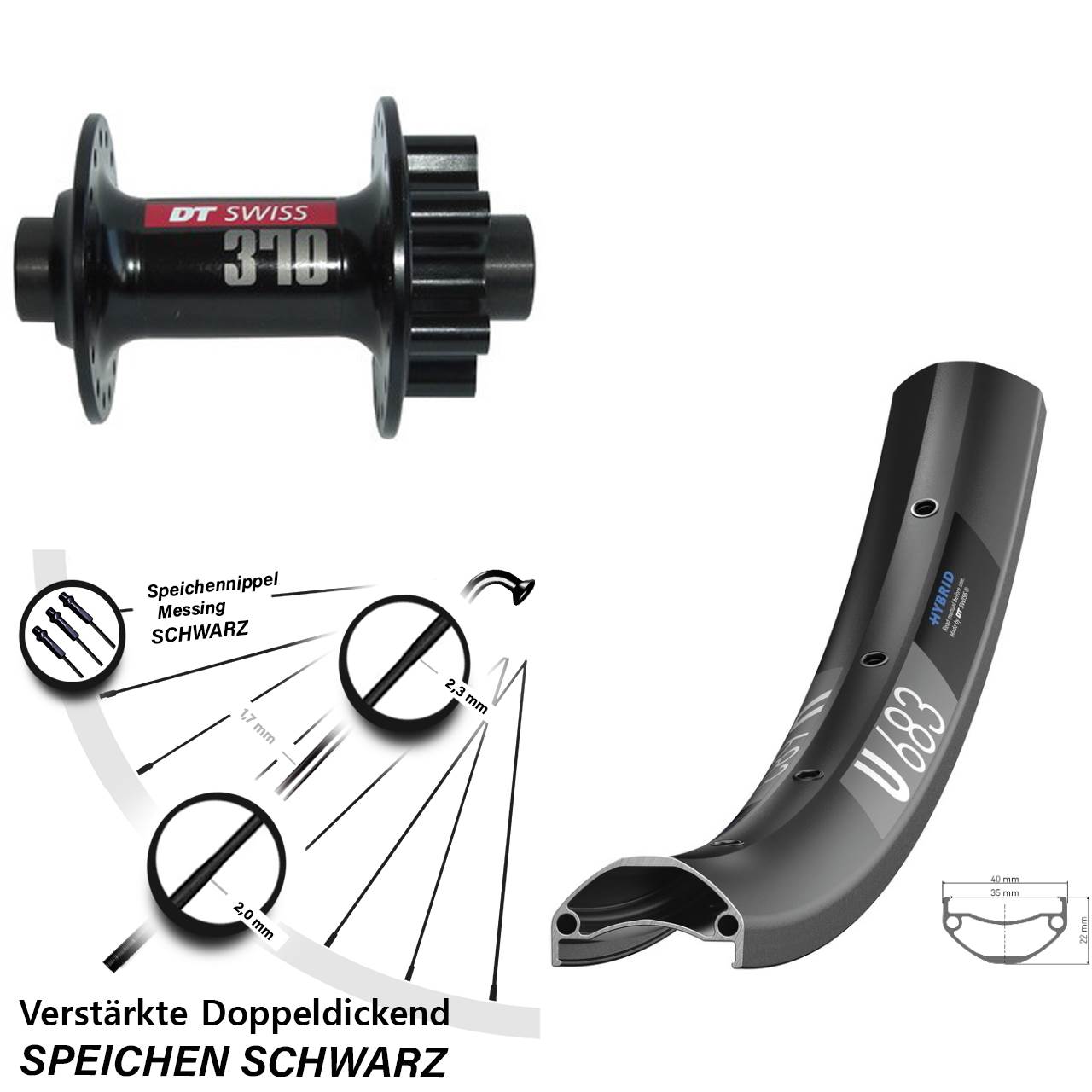 6-Loch Vorderrad 27,5 Zoll DT Swiss U 683-370 15x100