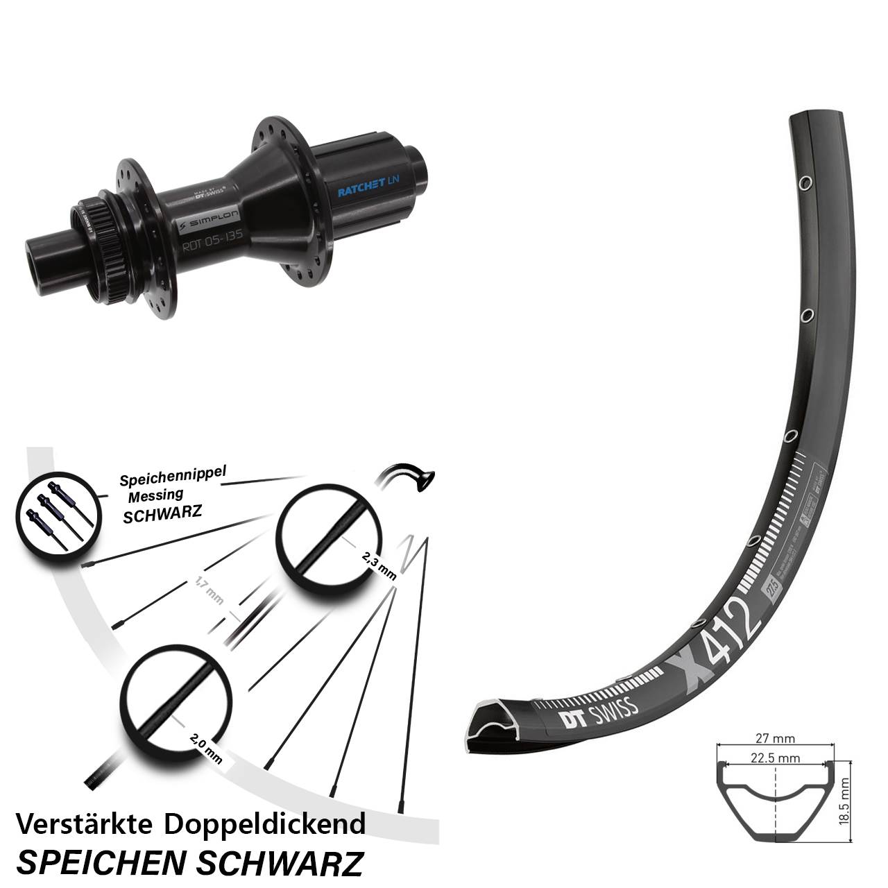 Disc Hinterrad 29 Zoll DT Swiss X412-370 Hybrid 8-11 fach HG 12x142