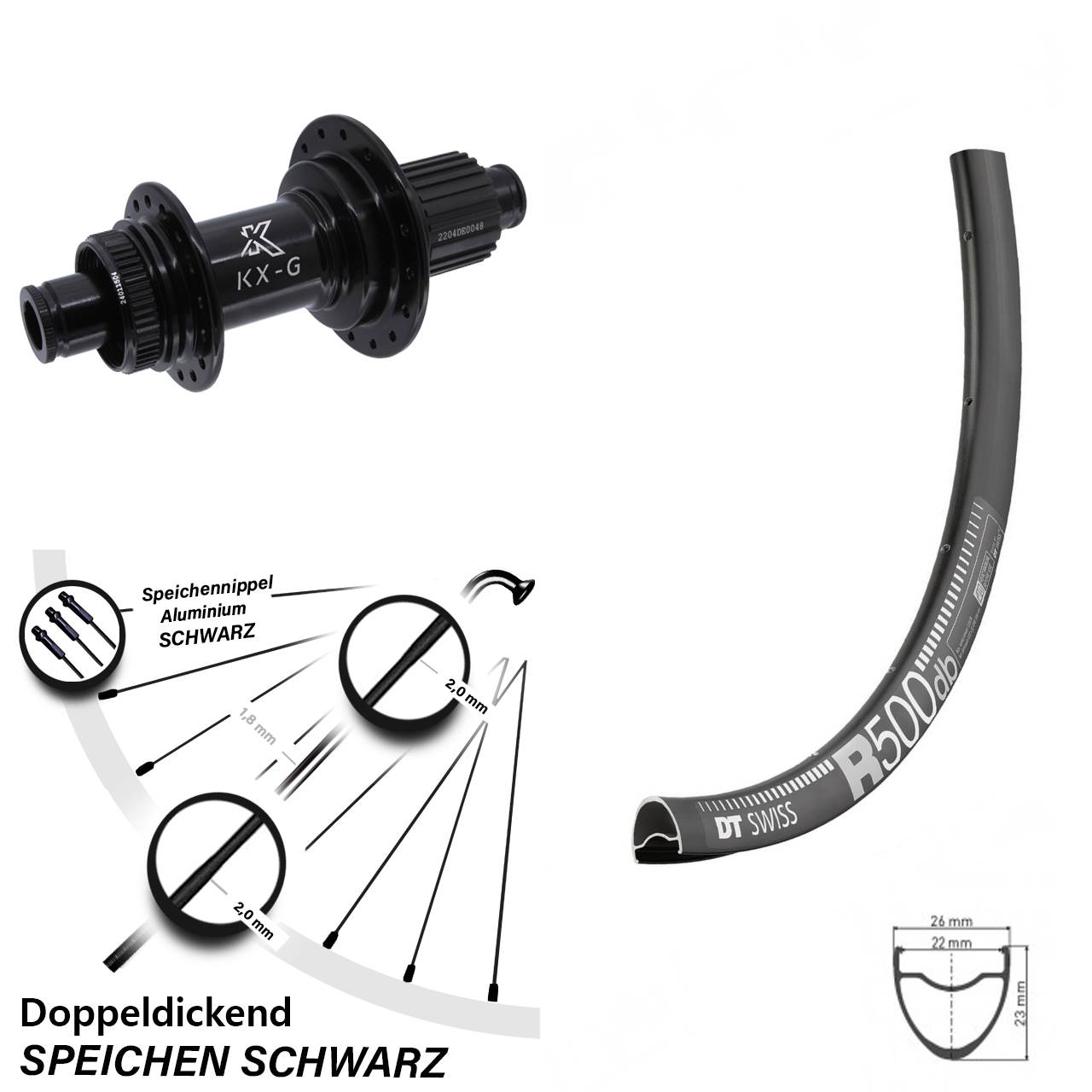 Hinterrad 28 Zoll DT Swiss R 500 KX-GS Micro Spline 12x142