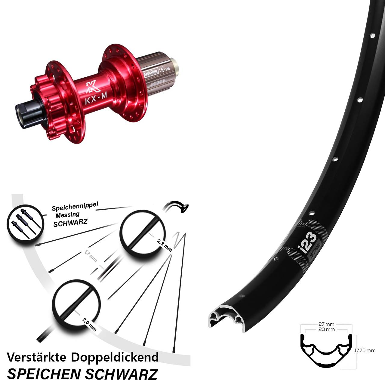WTB i23 KX-M rot 29 Zoll Disc Laufrad 12x142 8-12 fach