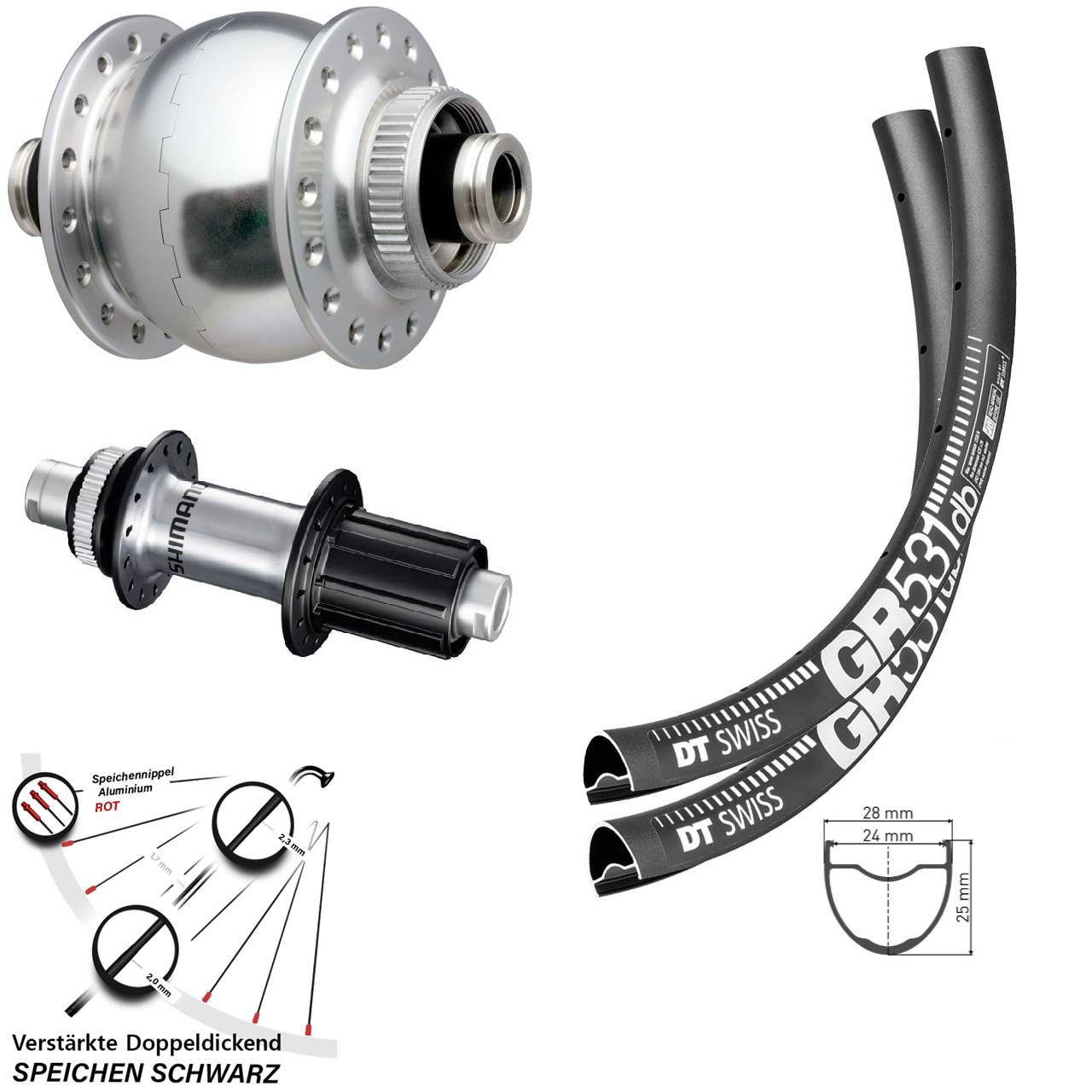 Disc Laufradsatz 28-29 Zoll DT Swiss GR531 SON delux Shimano GRX 8-12 fach 12x100/142