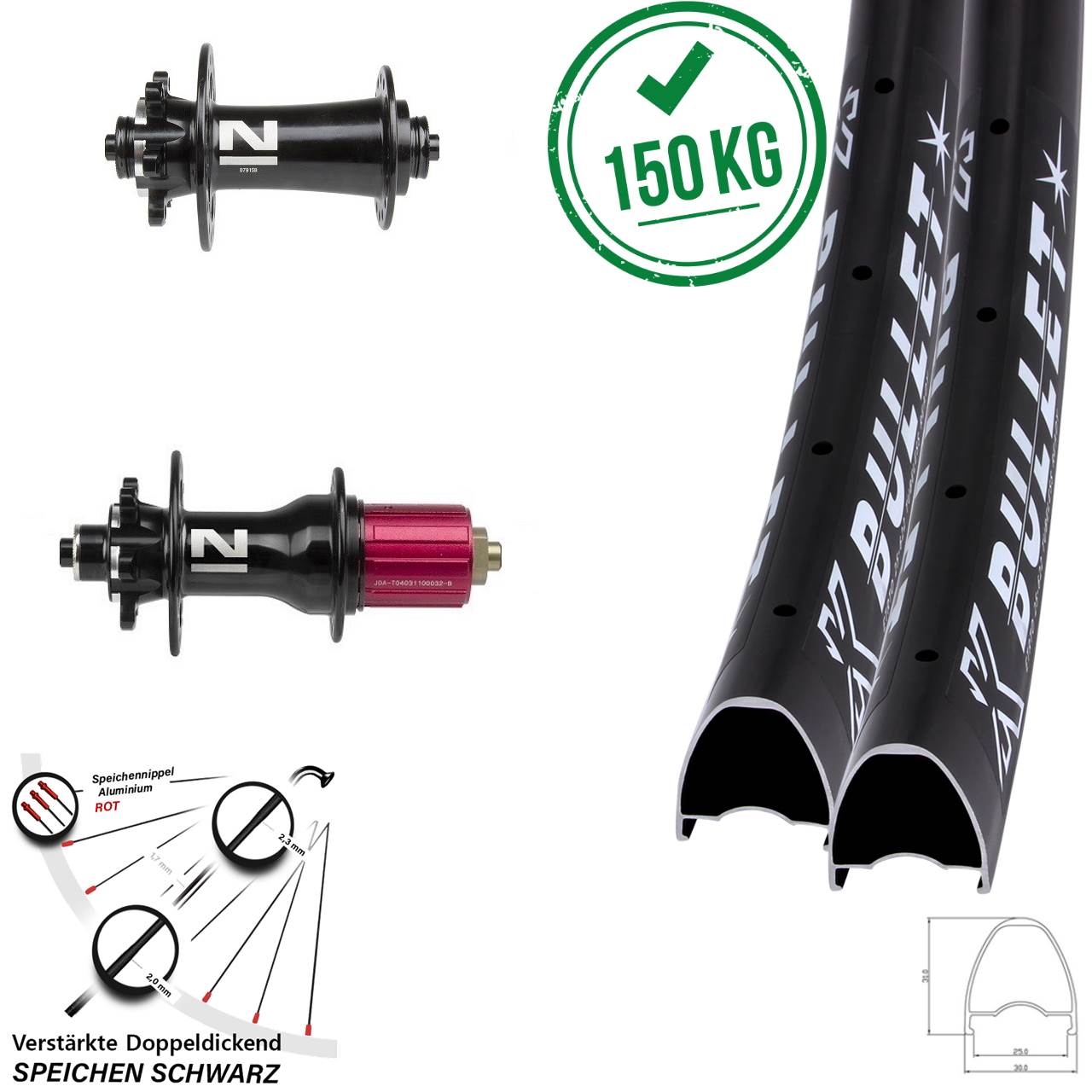 KX Bullet Novatec D791SB D792 28 Zoll 6-Loch Laufradsatz QR 8-12 fach HG