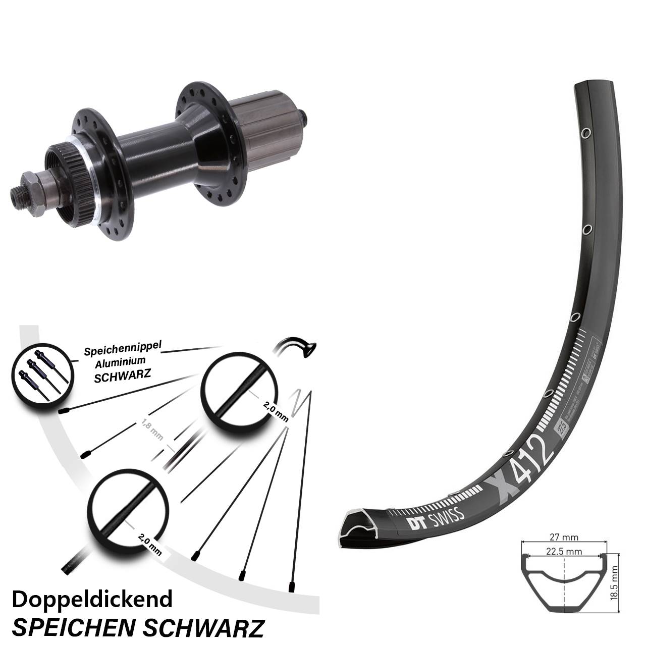 DT Swiss X 412 29 Zoll Hinterrad Joytech 8-11 fach