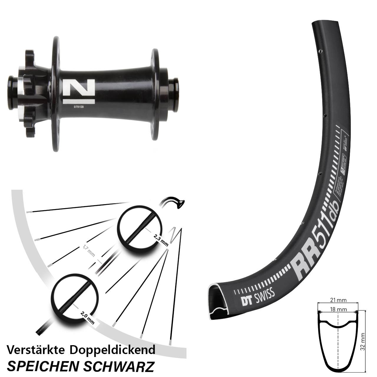 28 Zoll DT Swiss RR511 Novatec D791 6-Loch Vorderrad 12x100