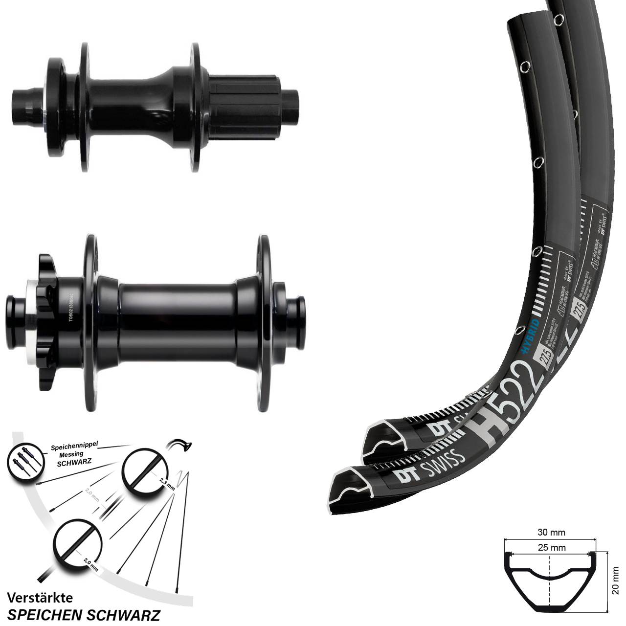 6-Loch Laufradsatz 28 Zoll DT Swiss H522 Fastace Novatec D341 8-12 fach HG 15x110 12x148