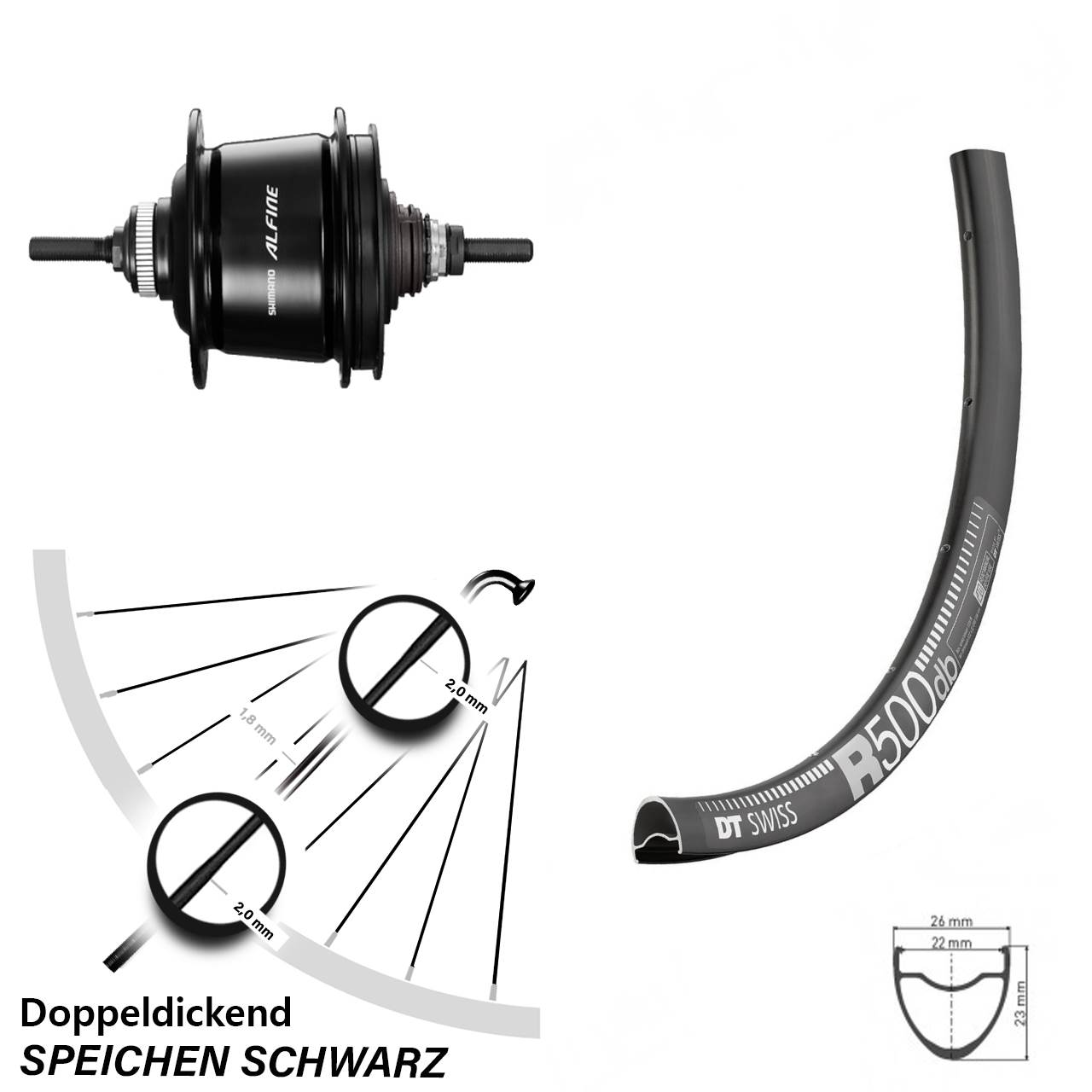 DT Swiss R500 28-29 Zoll Shimano Alfine 8 Gang Hinterrad