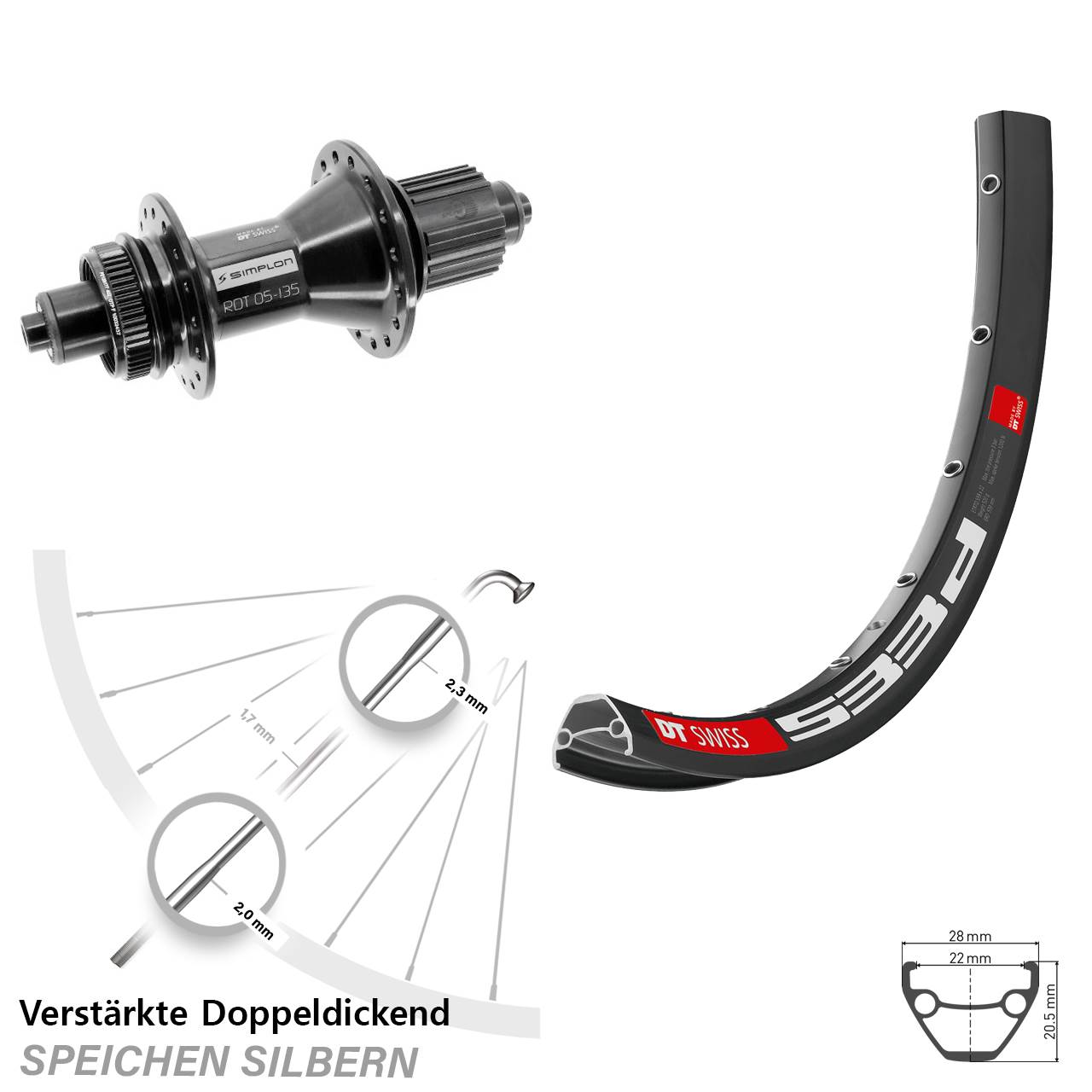 DT Swiss 533 D-370 Hybrid 26 Zoll Hinterrad Centerlock für Schnellspanner Micro Spline