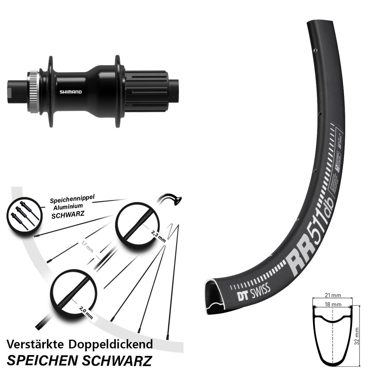 Disc Hinterrad 12x142 28 Zoll DT Swiss RR 511 Shimano FH-TC500 11-12 fach