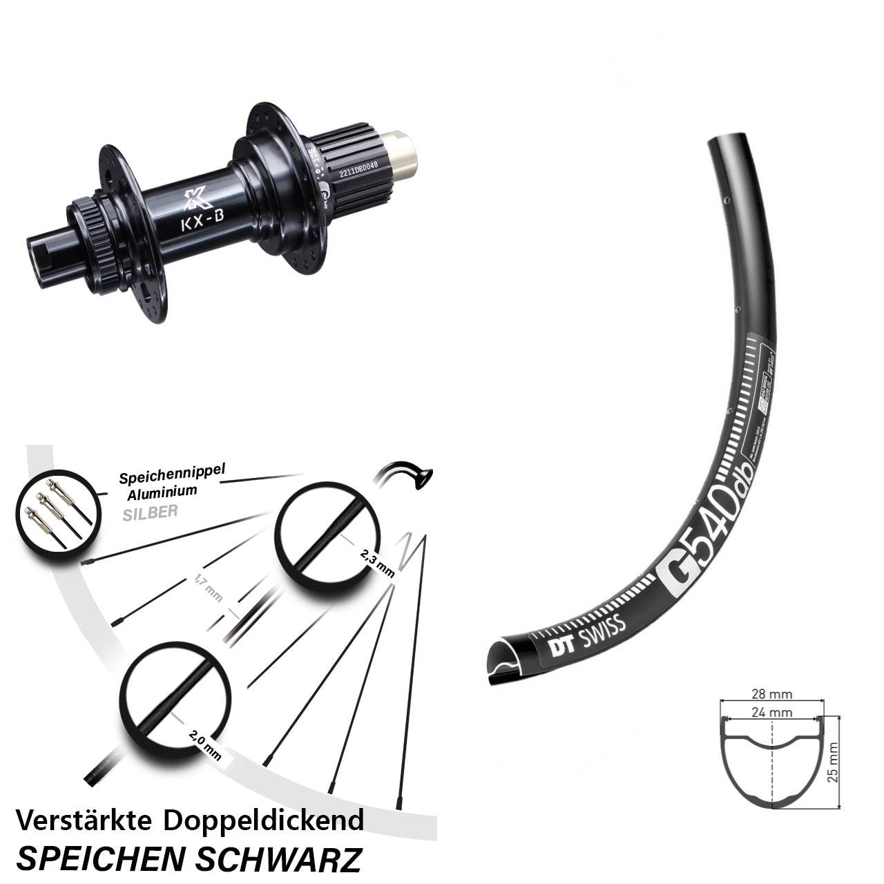 DT Swiss G 540 KX-B 650B Centerlock Hinterrad 12x148 Boost Micro Spline