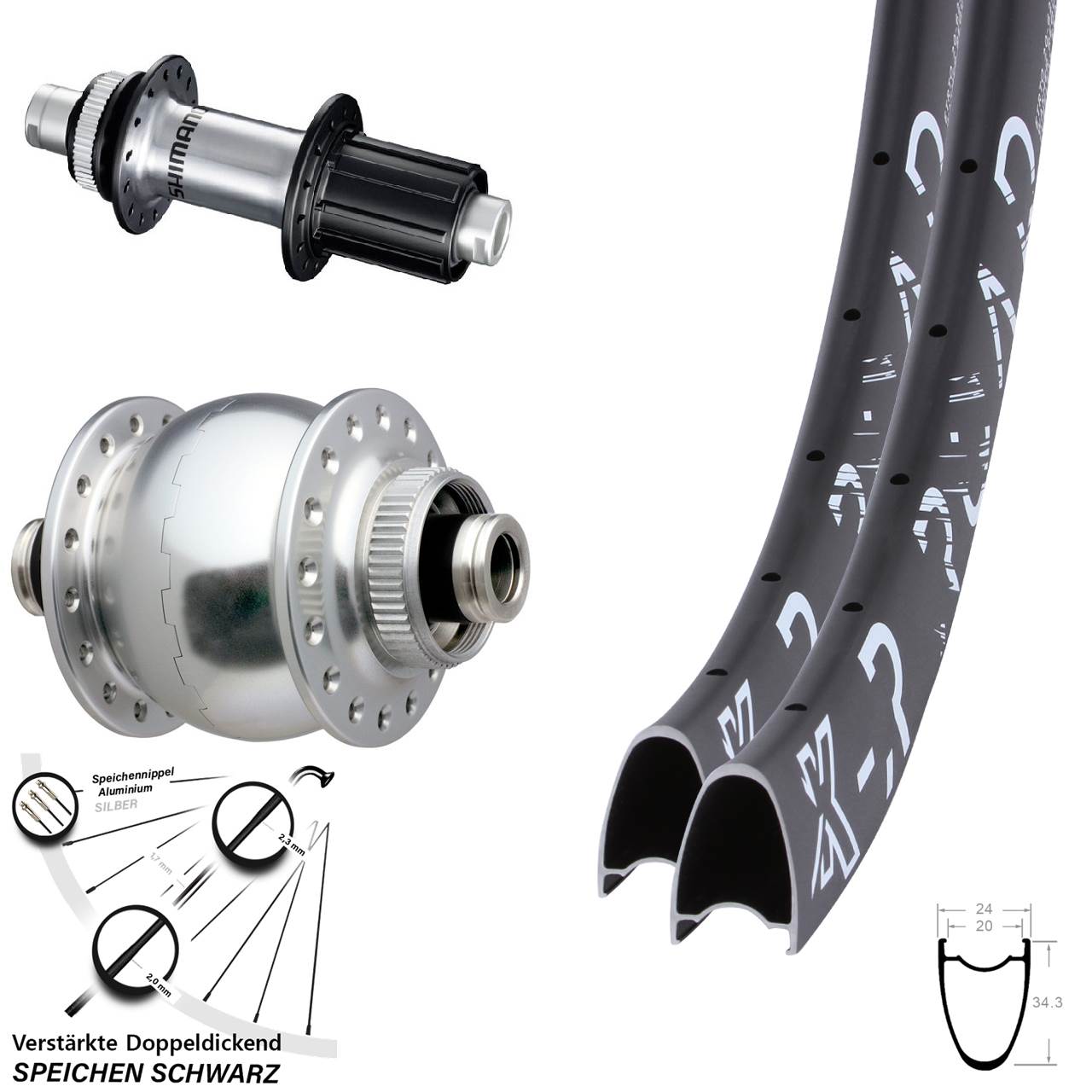 Centerlock Laufradsatz KX-R Road SON 28 Zoll Shimano GRX 8-12 fach HG 12x100/142