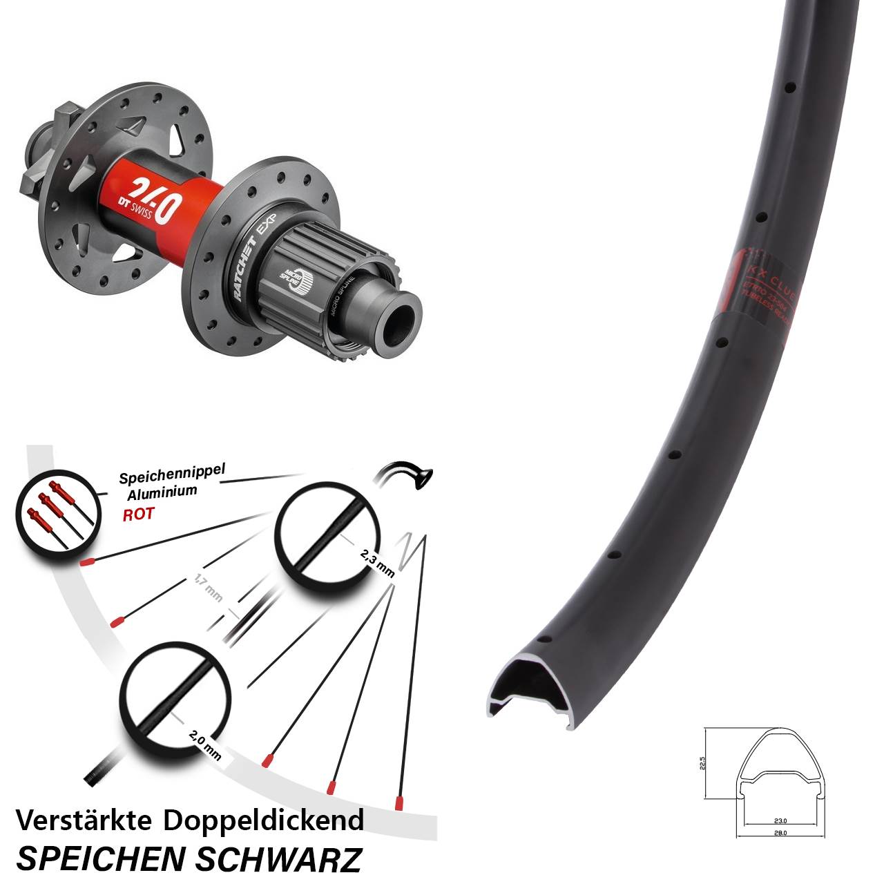 Boost Disc Laufrad 12x148 27,5 Zoll KX Clue DT Swiss 240 Shimano Micro Spline