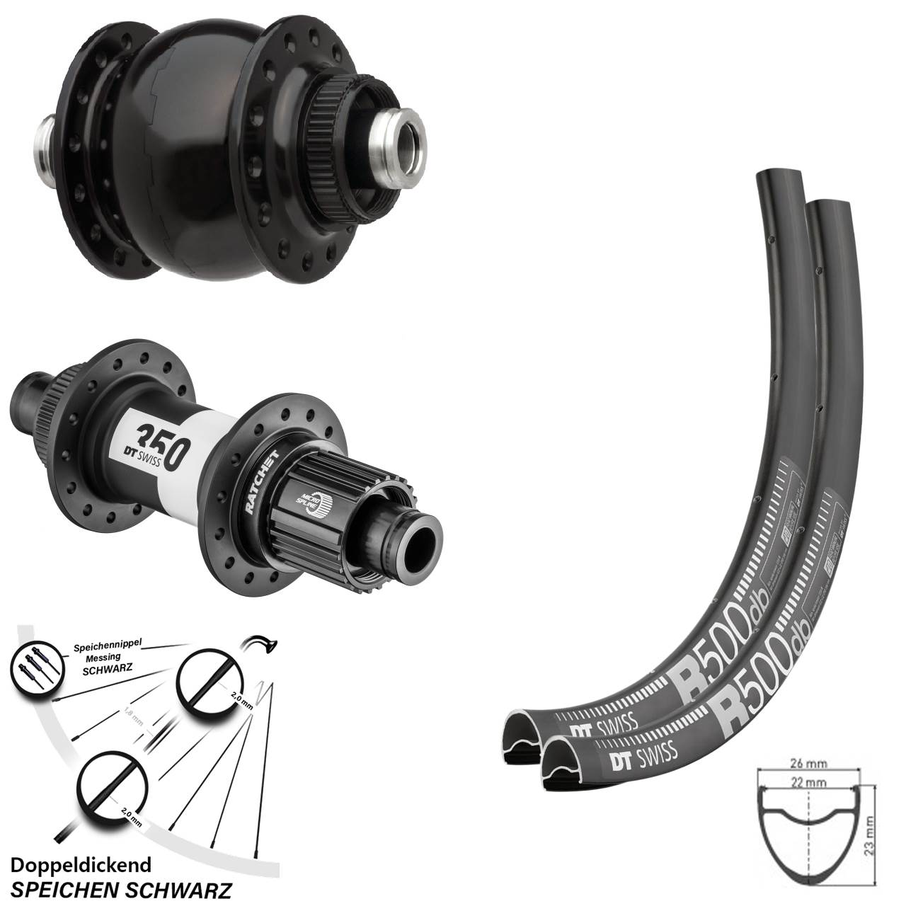 DT Swiss R500-350 SON 28 29 Zoll Laufradsatz Centerlock 12x100/142 Micro Spline