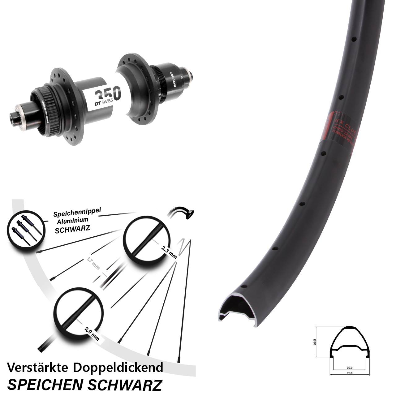 Disc Hinterrad für Schnellspanner 27,5 Zoll KX Clue DT Swiss 350 SRAM XD