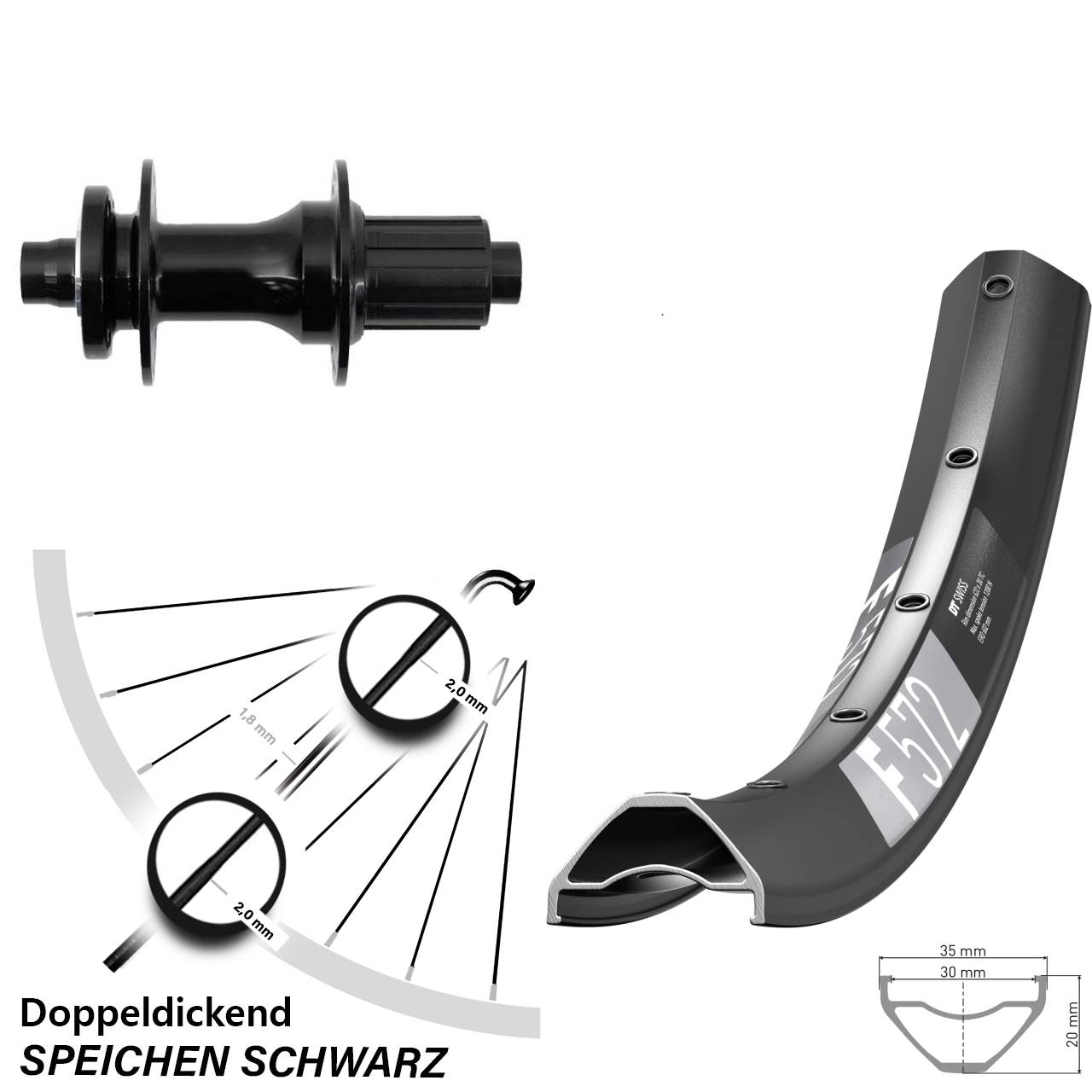DT Swiss F 572 Fastace 27,5 Zoll 6-Loch Hinterrad 12x148 8-12 fach