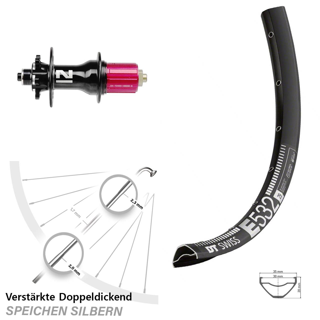 DT Swiss E 532 Novatec Superlight 29 Zoll Hinterrad 6-Loch QR 8-12 fach HG