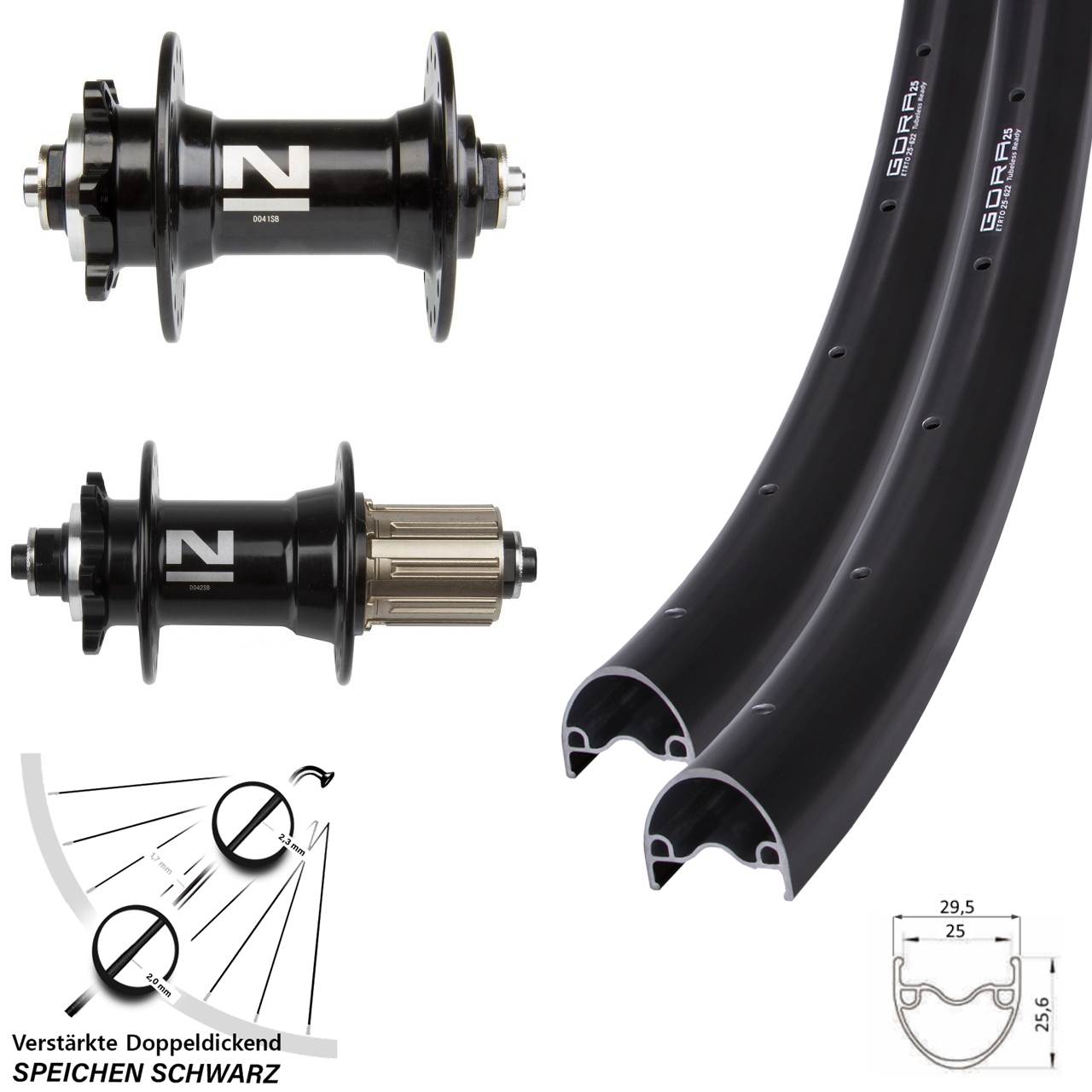 Gora 25 Novatec D-041 D-042SB 29 Zoll Disc Laufradsatz für Schnellspanner 8-11 fach HG