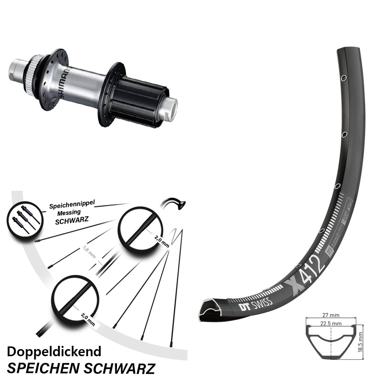 Disc Laufrad 12x142 28 Zoll DT Swiss X 412 Shimano GRX 8-12 fach