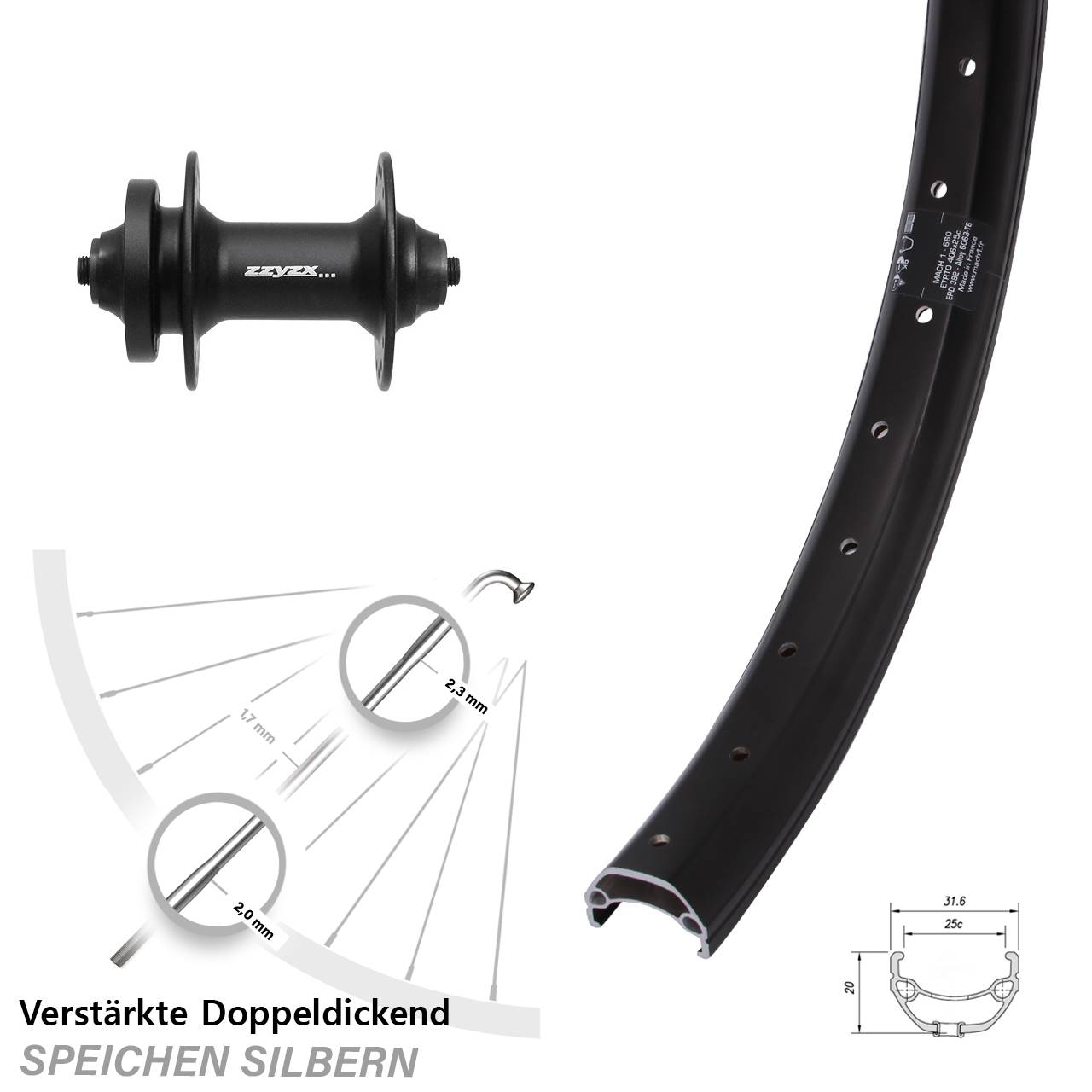 Disc Vorderrad 20 Zoll Mach 1 Kargo Formula DC-21 QR