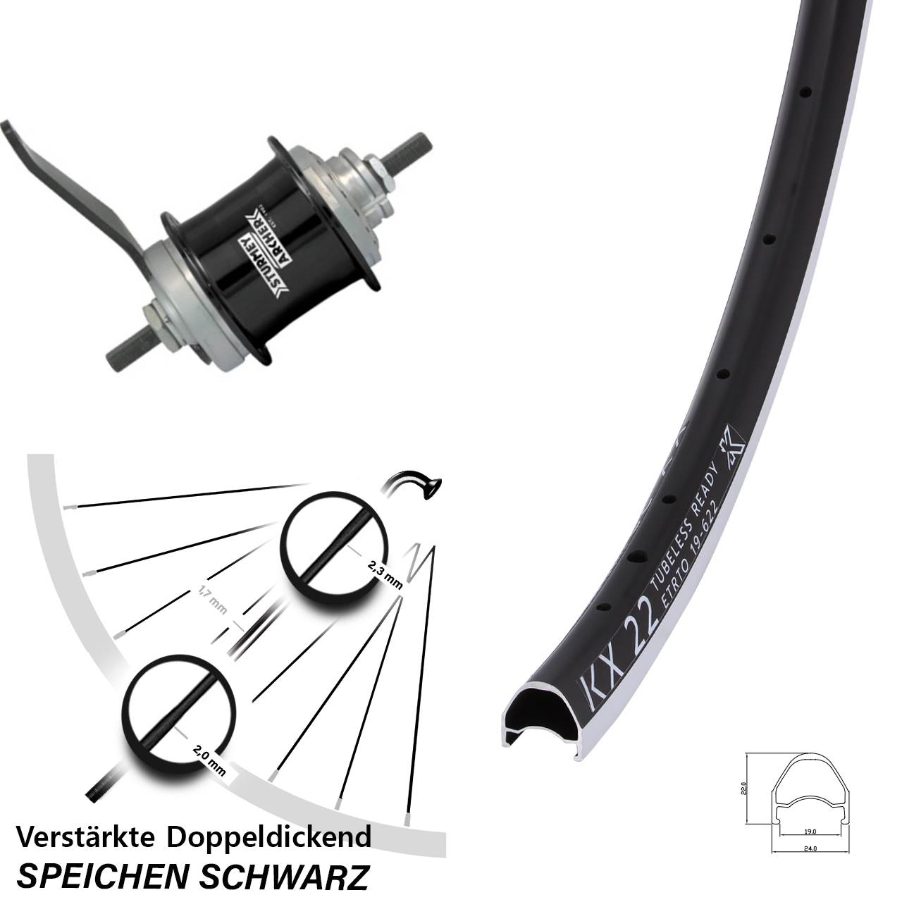 KX 22 Sturmey Archer Duomatic Kickshift 28 Zoll Hinterrad Rücktritt