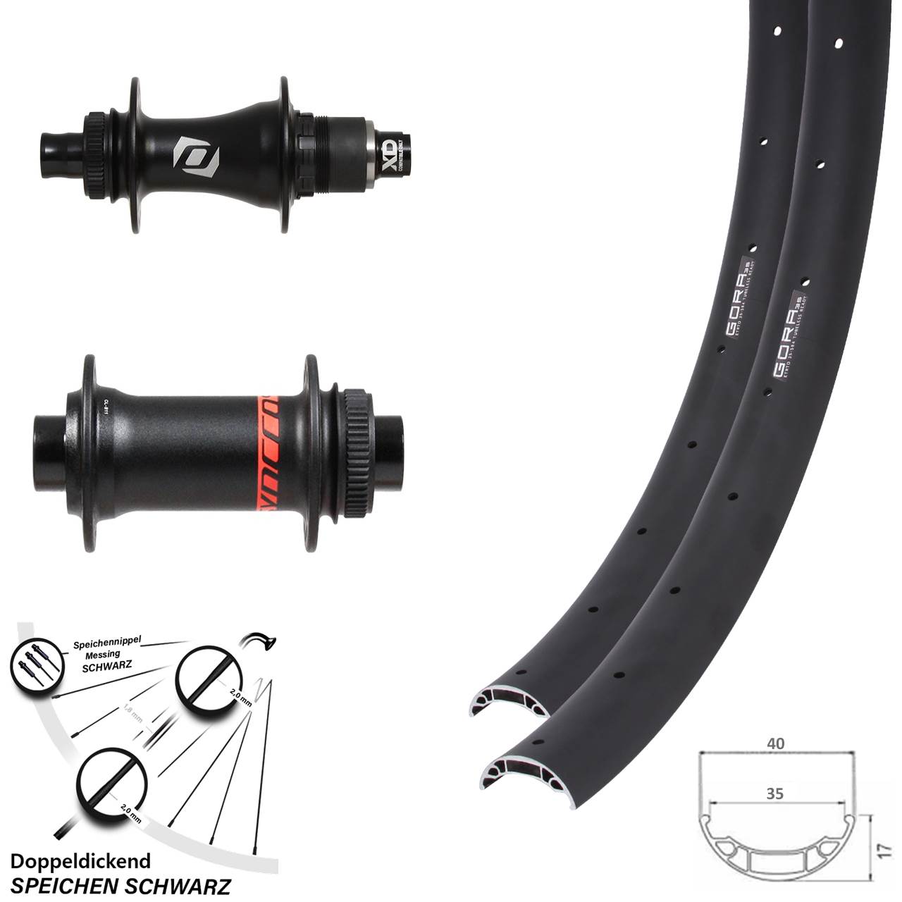 Gora 35 Laufradsatz 27,5 Zoll Boost 15x110 12x148 Centerlock Sram XD Syncros Formula MTB