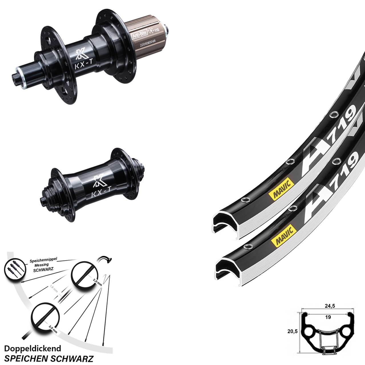 28 Zoll Mavic A 719 KX-T Laufradsatz Schnellspanner
