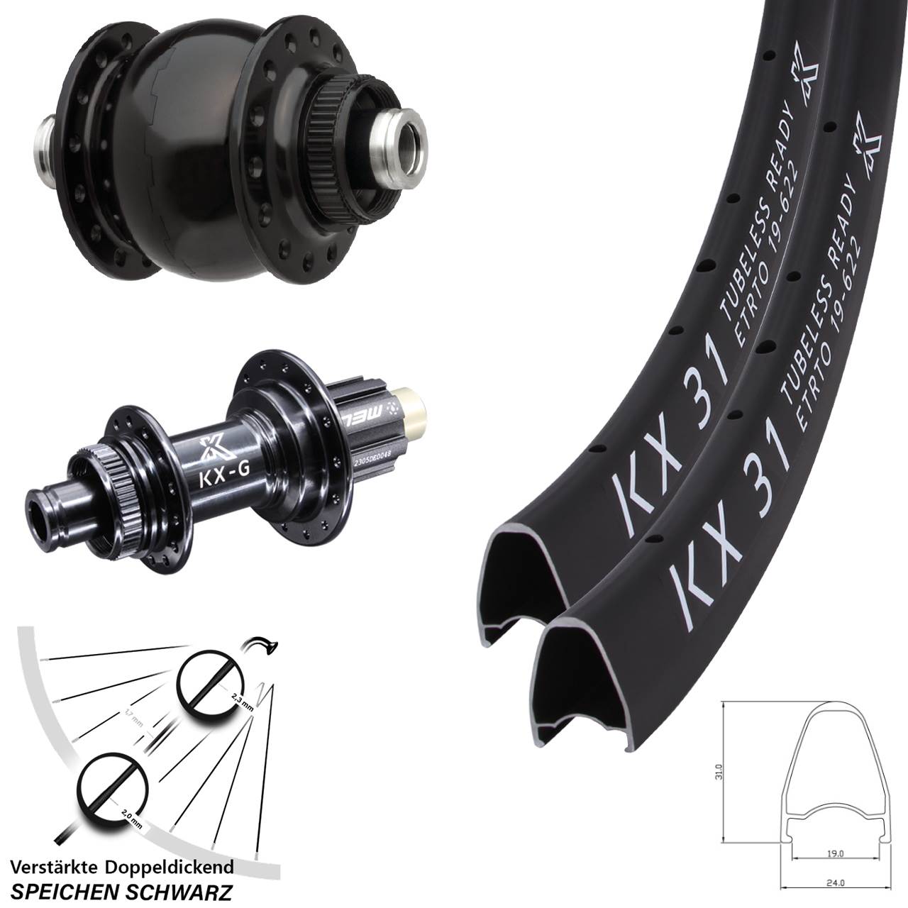 KX-G 31 SON 28 Zoll Disc Laufradsatz 12x100/142 Campagnolo N3W