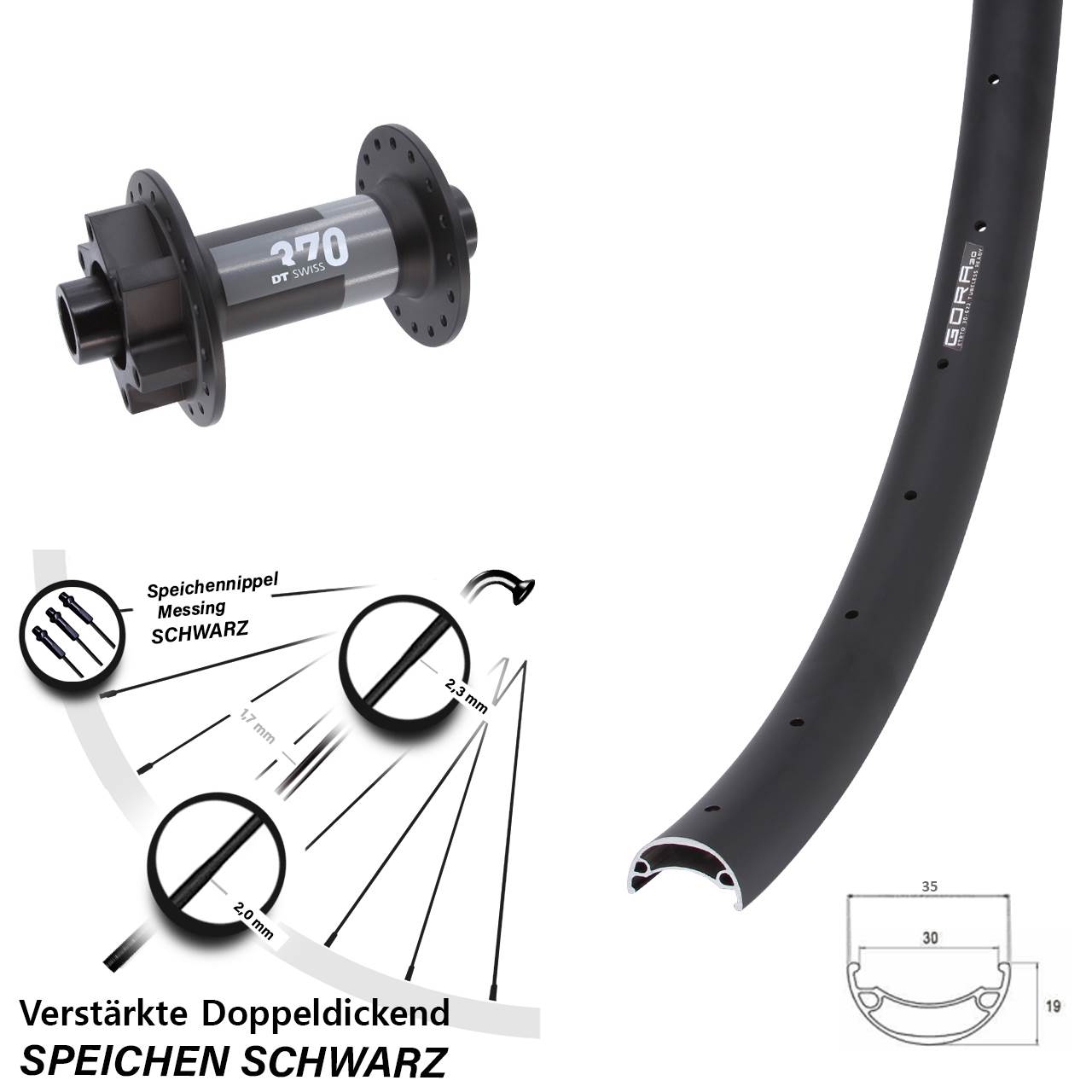 Vorderrad 6-Loch 29 Zoll Gora 30 DT Swiss 370 15x110 Boost