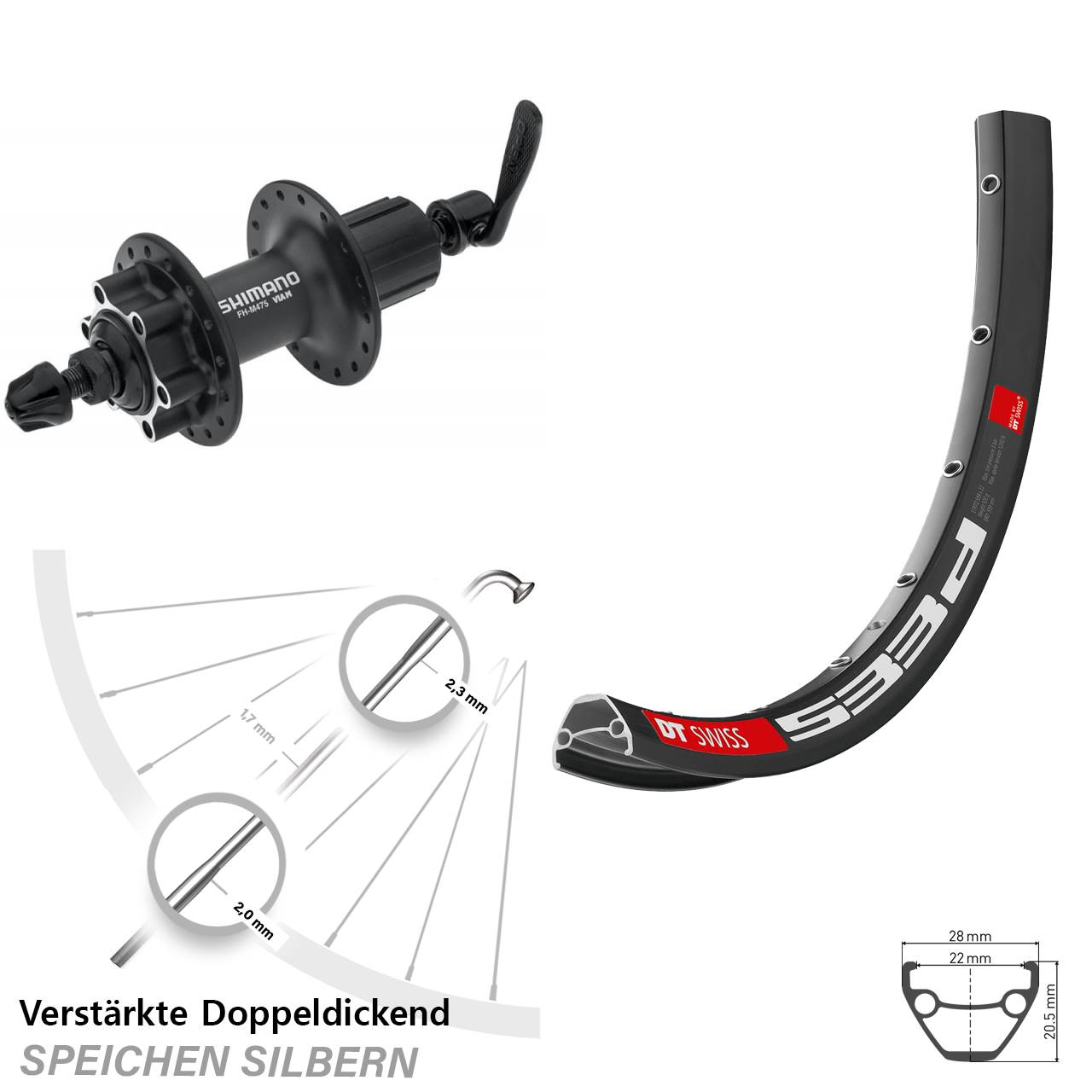 DT Swiss 533d Shimano Alivio 28 Zoll Disc Hinterrad QR 8-11 fach