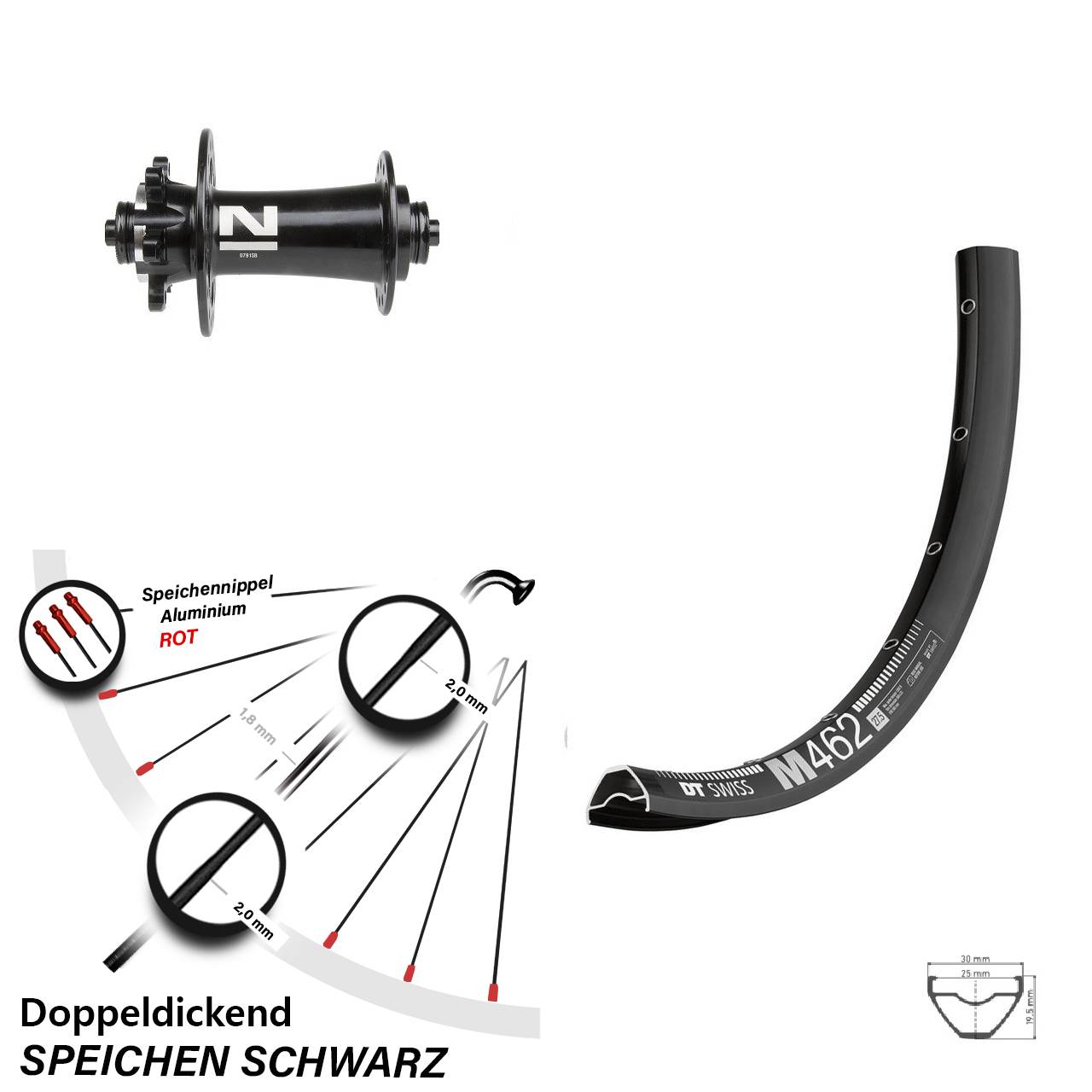 DT Swiss M 462 Novatec D791 27,5 Zoll Disc Laufrad QR