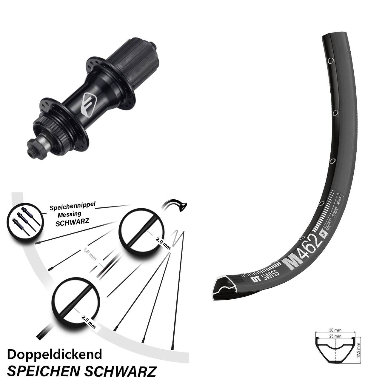 DT Swiss M 462 Formula CL-52 27,5 Zoll Disc Hinterrad QR 8-11 fach